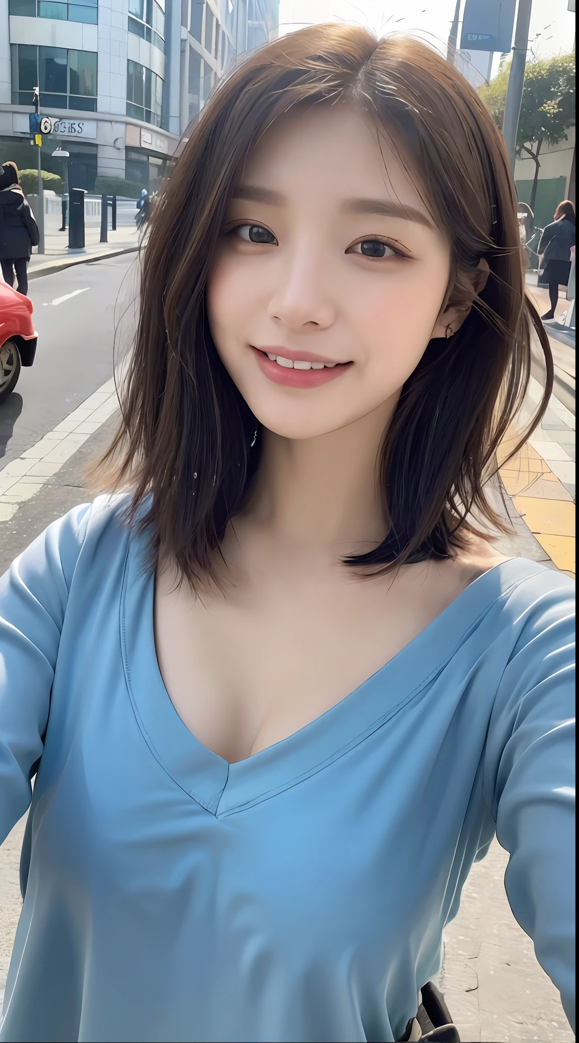 ((Best Quality, 8K, Masterpiece:1.3)), Focus: 1.2, Perfect Body Beauty: 1.4, Buttocks: 1.2, ((Layered Haircut, Breasts: 1.2)), (Wet Clothes: 1.1), (Rain, Street:1.3), Bandeau Dress: 1.1, Highly Detailed Face and Skin Texture, Fine Eyes, Double Eyelids, Whitening Skin, Long Hair, (Shut Up: 1.3), Smile