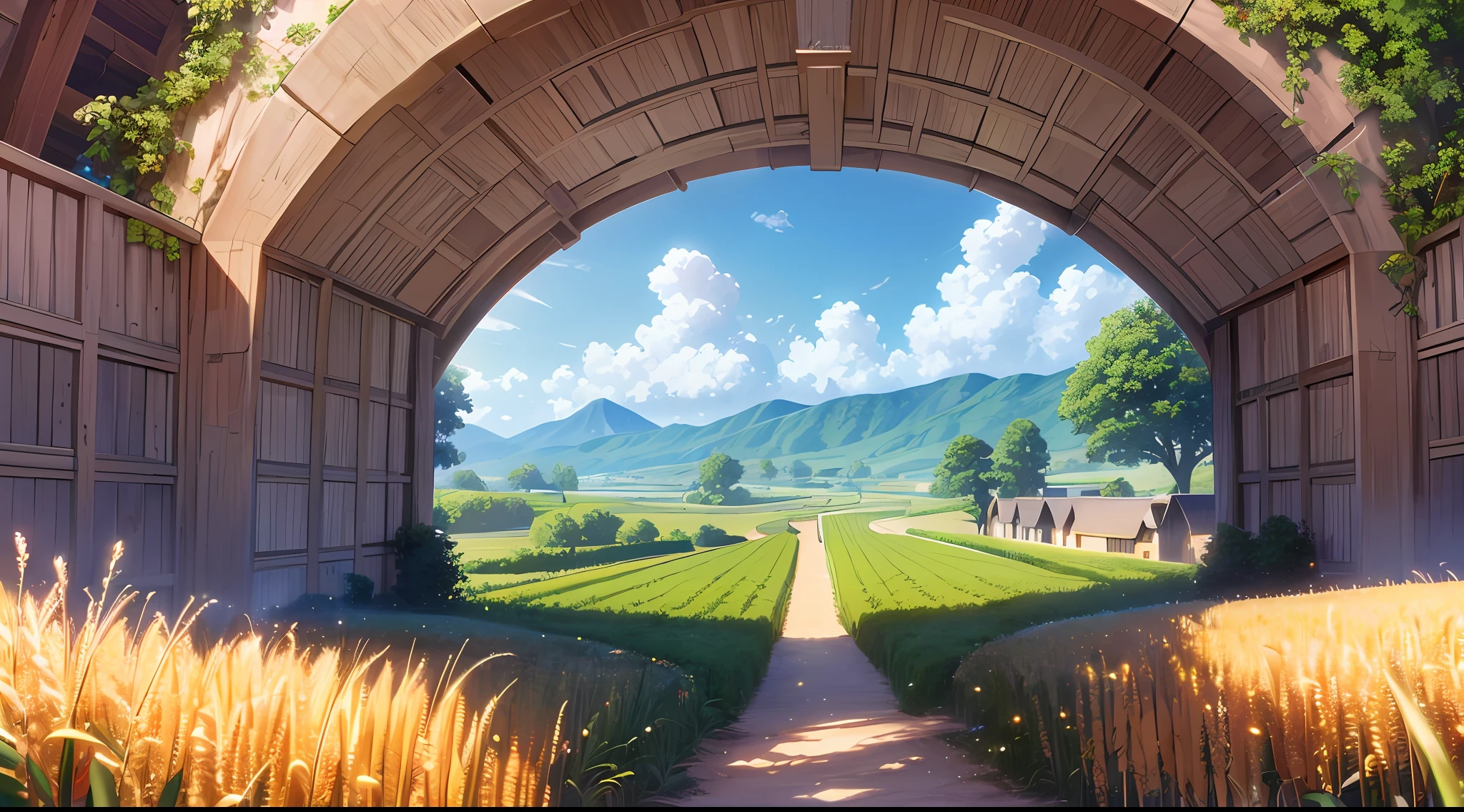 Masterpiece, best quality, (very detailed CG unified 8k wallpaper) (best quality), (best illustration), (best shade) nature harvest wheat, super meticulous , people working in the fields --v6
