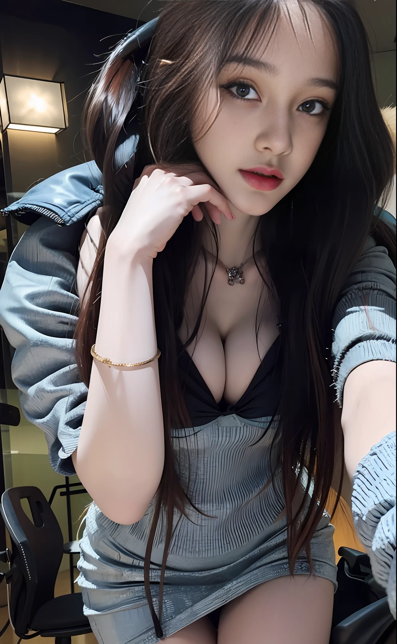 young girl, long hair realistic, vivid image, masterpiece, (best quality: 1.2), hyper detail, realistic, hd, high quality, cinematic light, ray tracing, ultra high resolution, UHD, (ultra-realistic: 1.5, cleavage:1.4), intricate detail, detailed texture, fine detail, high quality shadows, beautiful skirt, full body, standing, panties walking, sexy pose, seduction pose, exposed breasts, thin buttocks, long legs,