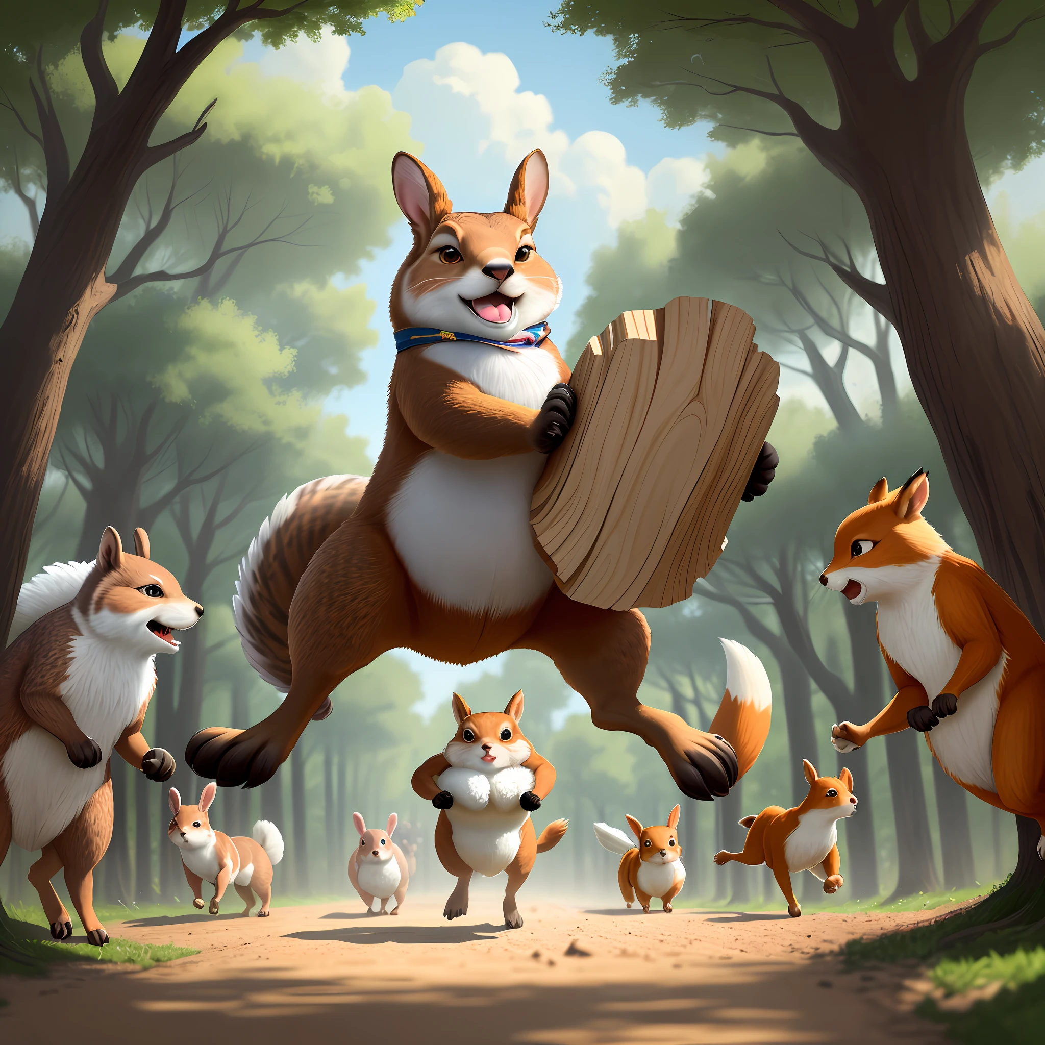 Chapter 2: "The Great Competition"
In the Kingdom of Animals, a mood of excitement hung in the air. The animals decided to hold a friendly competition to show off their unique skills and further strengthen the bonds of friendship between them. It was an opportunity to celebrate the diversity and unity that existed in the kingdom.
Olivia, the wise owl, was chosen as the host of the competition. She explained the rules and the fun challenges each animal would face. Boris, the gentle bear, would demonstrate his strength in a log-lifting competition. Lucy, the clever fox, would show her agility in an obstacle course. Max, the skilled squirrel, would participate in a nut collecting competition. And Benjamin, the brave rabbit, would display his speed in a straight race.
The animals gathered in the central clearing, eager to get started. Olivia gave the starting signal and the competition began. Boris lifted a giant log with ease, impressing everyone with his imposing strength. Lucy ran swiftly through the obstacles, skillfully dodging each of them. Max jumped from branch to branch, collecting nuts with agility and dexterity. And Benjamin demonstrated his impressive speed, running at high speed in a straight line.
While each animal showed off their unique abilities, the others encouraged them with applause and words of encouragement. It wasn't just about winning, but about celebrating each other's abilities and sharing moments of joy.
At the end of the competition, all the animals gathered for the award ceremony. Olivia announced the winners of each challenge, but emphasized that they were all winners for showing courage, friendship and sportsmanship.
To celebrate, the animals organized a festive banquet, where they shared laughter, stories and delicious delicacies of the kingdom. The competition had further strengthened the bonds between them, creating unforgettable memories and reaffirming the importance of