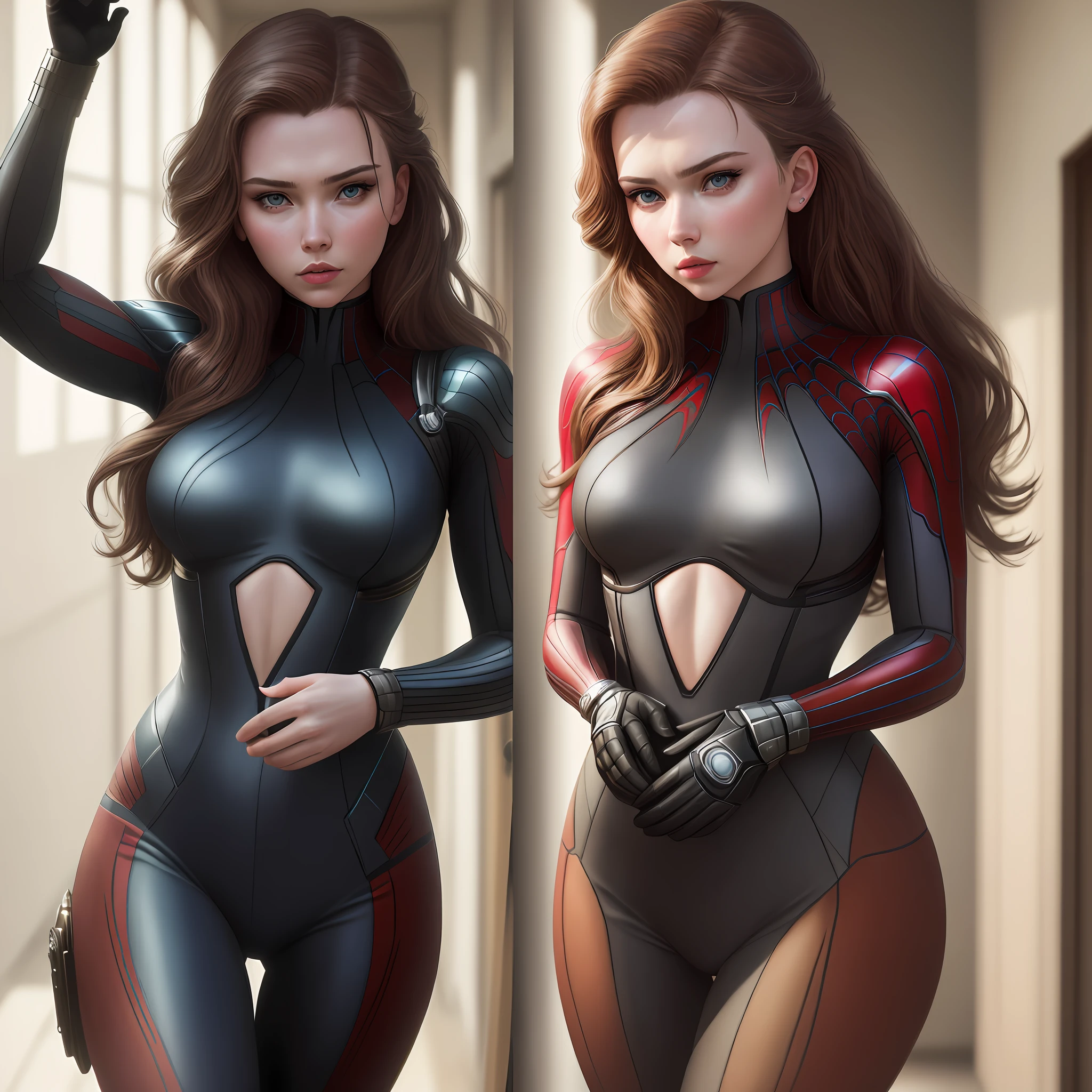 beautiful photo of scarlett johanssen, wearing a spideman costume, A stunning intricate full color photo of (sks woman:1), epic character composition, by ilya kuvshinov, alessio albi, nina masic, sharp focus, natural lighting, subsurface scattering, f2, 35mm, film grain, Surrealism, Realism, Suprematism, Hyperrealism, Impressionism, Fujicolor, vanishing point, wide shot, Eye-Level Shot, Ultra-Wide Angle, Hasselblad, Sony FE, UHD, retina, masterpiece, ccurate, anatomically correct, textured skin, super detail, high details, high quality, best quality, highres