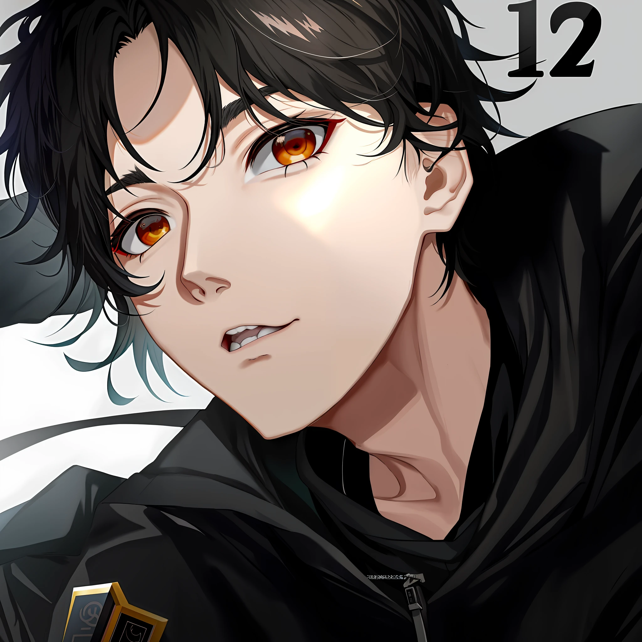 there is a man with a black jacket and a black shirt, 1 7 - year - old boy thin face, male ulzzang, cai xukun, handsome japanese demon boy, kim doyoung, sakimichan, yanjun chengt, boy thin face, boy has short black hair, wan adorable korean face, inspired by Zhang Han, ulzzang