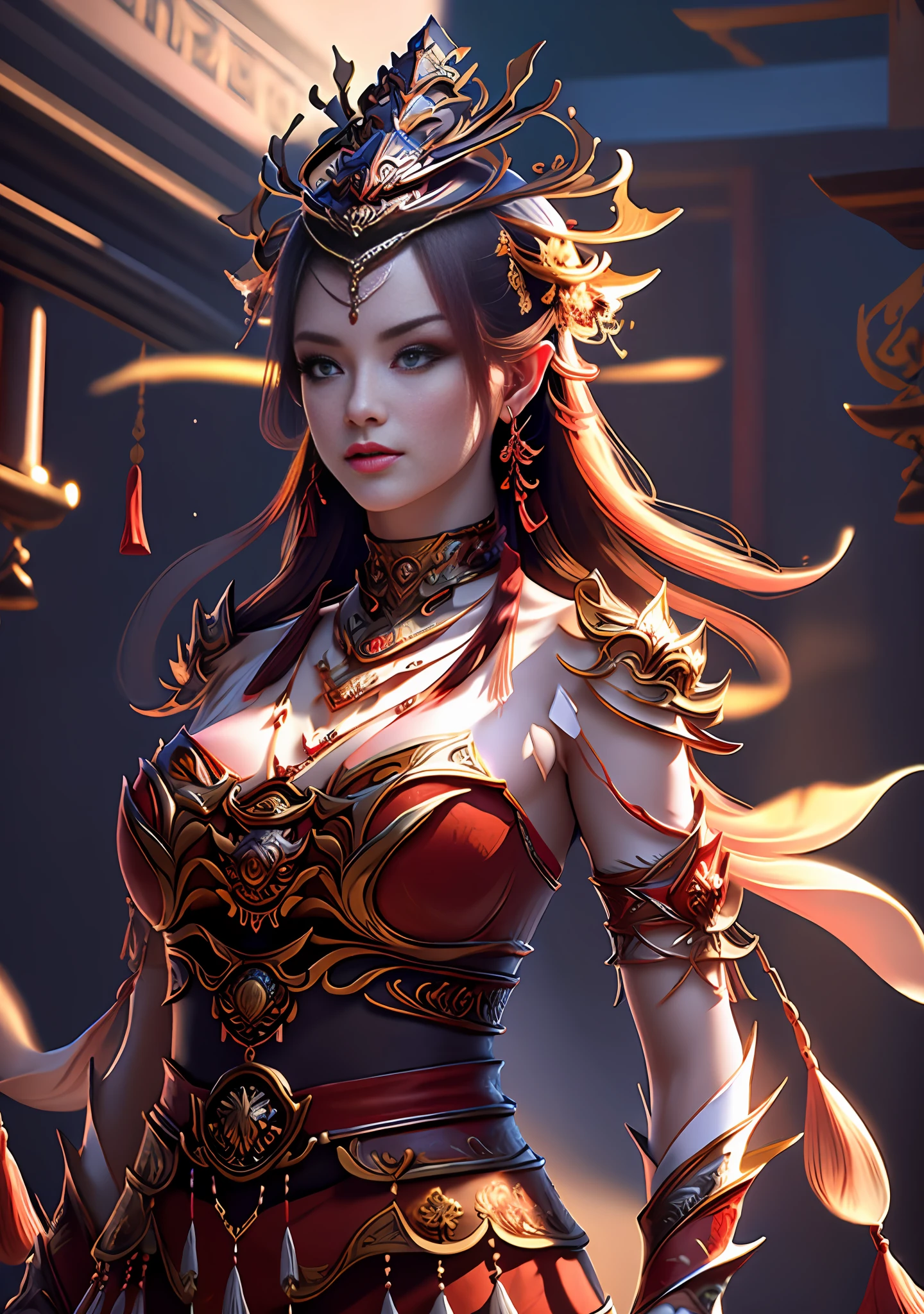 Best quality,masterpiece,ultra-detailed high res,(photorealistic:1.4),raw photo,,illustration, wanjian, multiple weapon (glowing weapon)
1 girls dancing,(solo:1.2),(cowboy shot:1.2),(hair crown:1.2),Traditional chinese dunhuang style clothes,Strapless,(red eyeliner:1.2),(huge breasts:1.4), (v-neck:1.5), (big necklace:1.4), lace armour, (beautiful eyes :1.4), (looking at viewer:1.5), earrings,dynamic angle,Opera House,messy_long_hair,ink,cinematic lighting,lens_flare, Velvet, chrysanthemum,Tassel,Ribbon,color embroidery, white gold red,