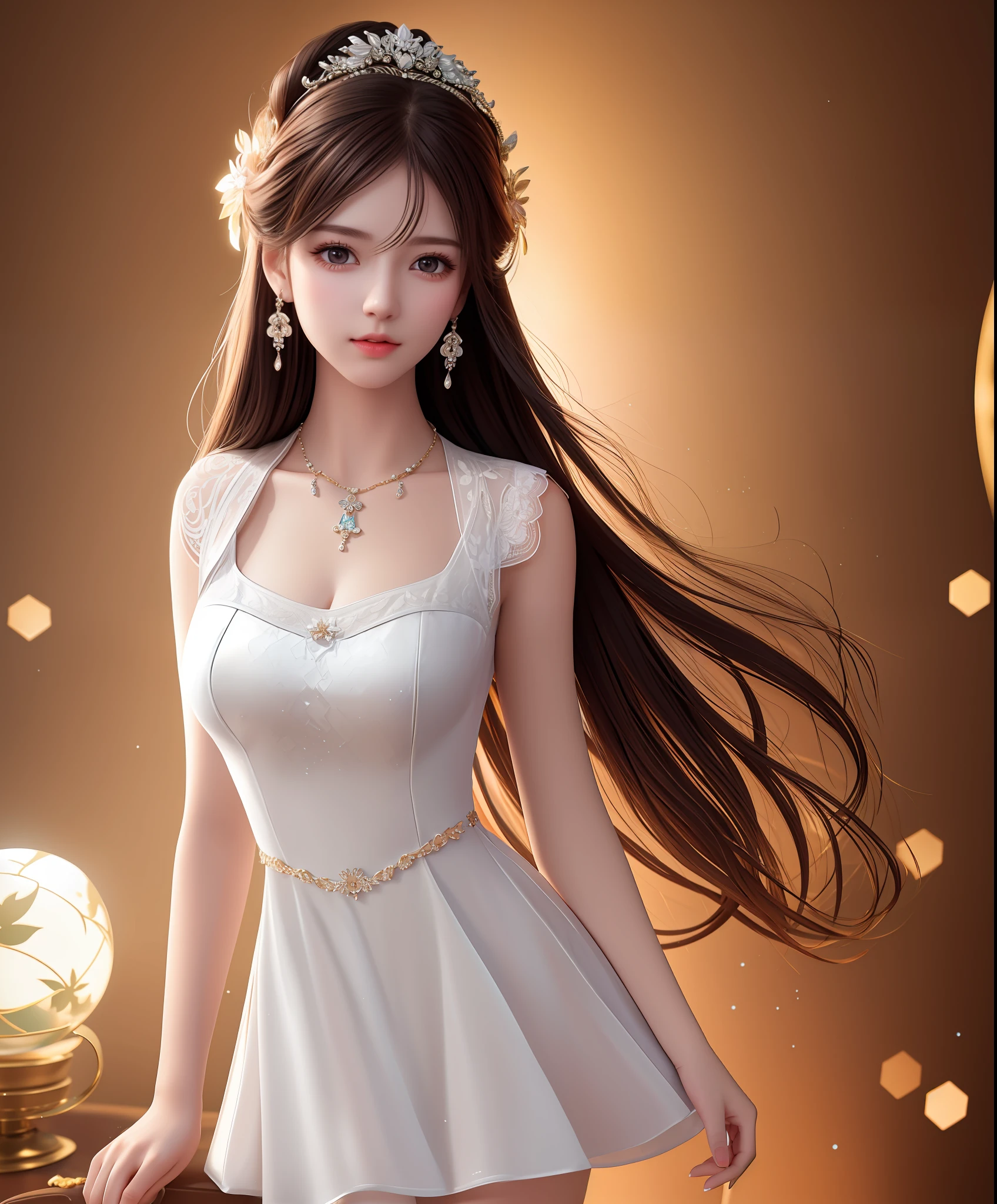 Best Quality, Masterpiece, High Resolution, 1Girl, Porcelain Dress, Hair Accessories, Necklace, Jewelry, Beautiful Face, Body, Tyndall Effect, Realistic, Dark Studio, Edge Lighting, Two-tone Lighting, (High Detail Skin: 1.2), 8K UHD, DSLR, Soft Light, High Quality, Volumetric Light, Voyeur, Photo, High Resolution, 4K, 8K, Bokeh, Chest Bigger