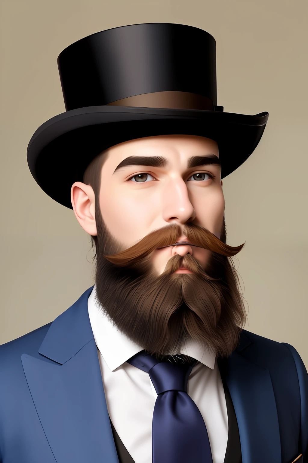 Man with Smolk's lumberjack beard and top hat