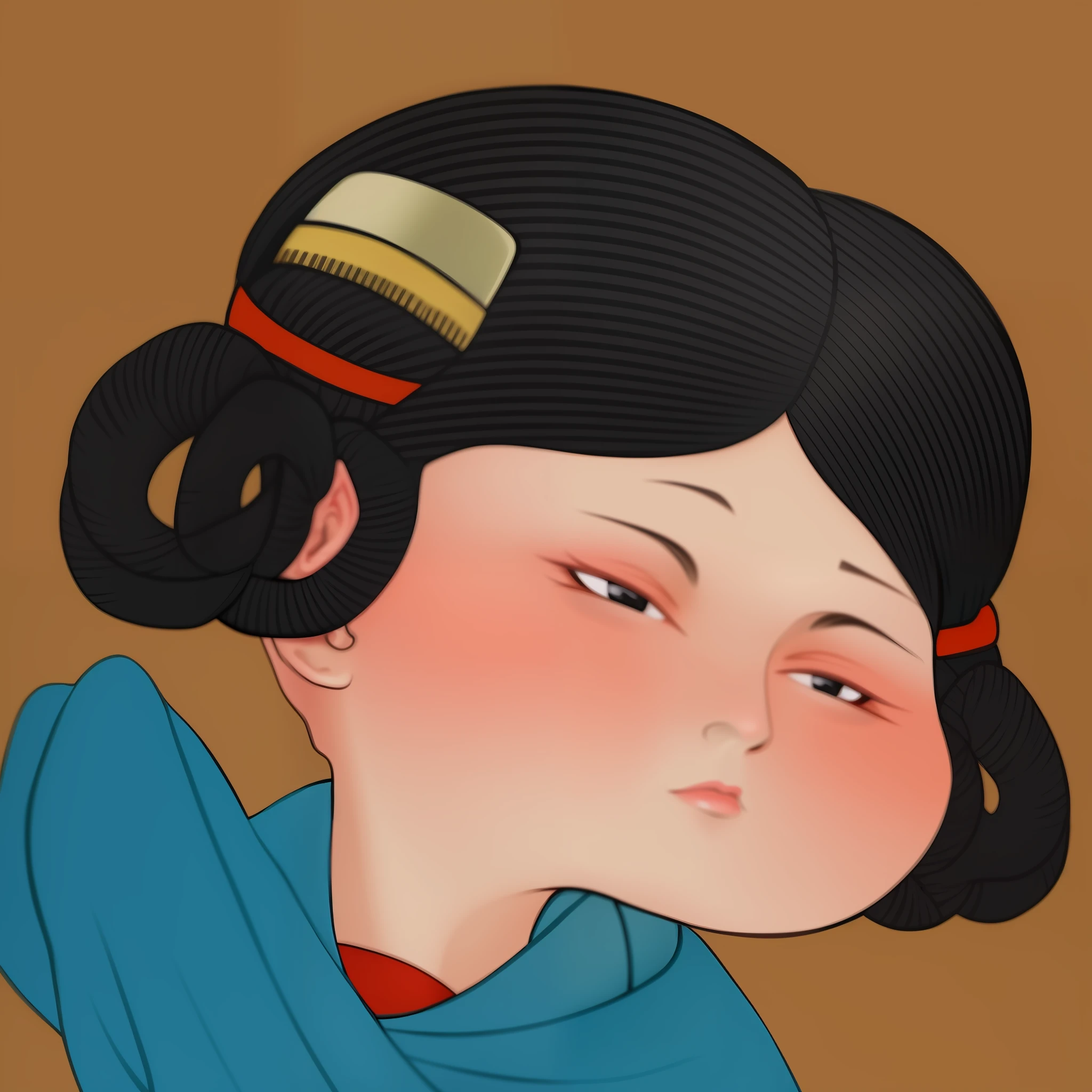 a close up of a painting of a woman with a hair comb, ukiuo-e and studio ghilbi style, in the art style of ukiyo - e, inspired by Tawaraya Sōtatsu, ukiyoe style, inspired by Nara Yoshitomo, japanese illustration, japanese cartoon style