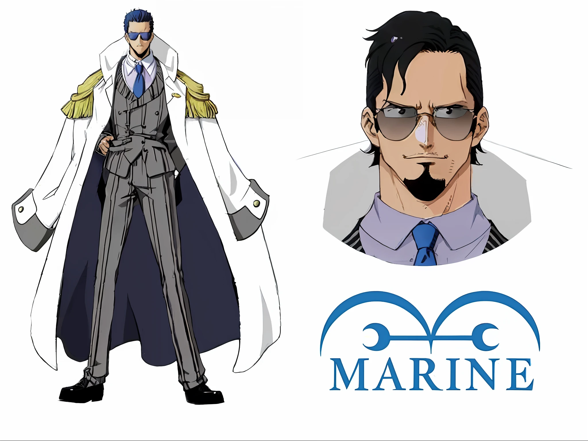 a close up of a person wearing a suit and sunglasses, marin kitagawa fanart, official character art, kentaro miura art style, kentaro miura style, best anime character design, kentaro miura manga style, kentaro miura manga art style, official character illustration, from one piece, hideaki anno anime, ( ( character concept art ) )