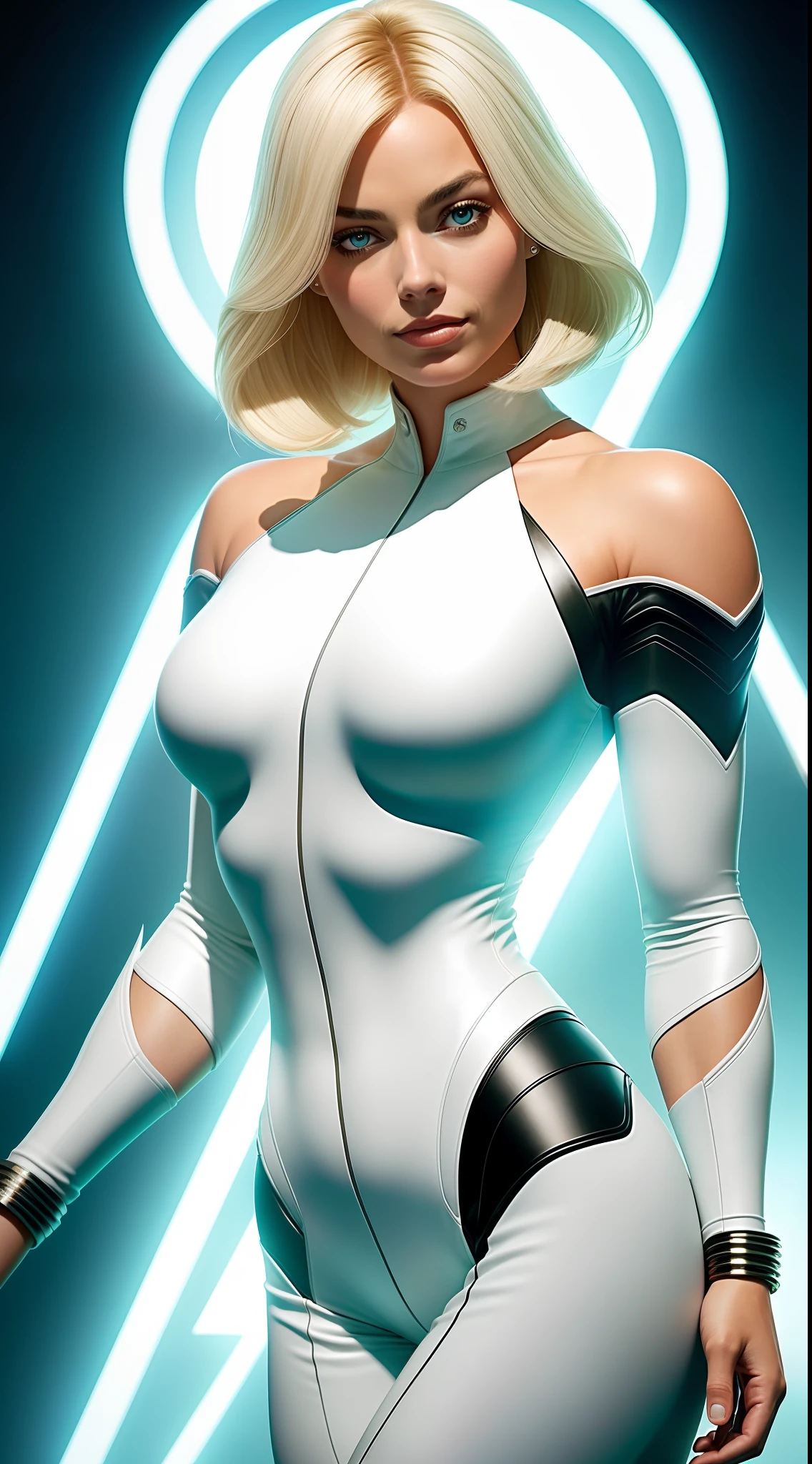 A closeup of a woman in a white outfit posing for a photo, extremely detailed Artgerm, margot robbie, IG model | artgerm, power girl, by Ross Tran, artgerm julie bell beeple, superhero body, ross tran!!!, trending artgerm, wlop and artgerm, ross tran 8 k, as seen in artgerm