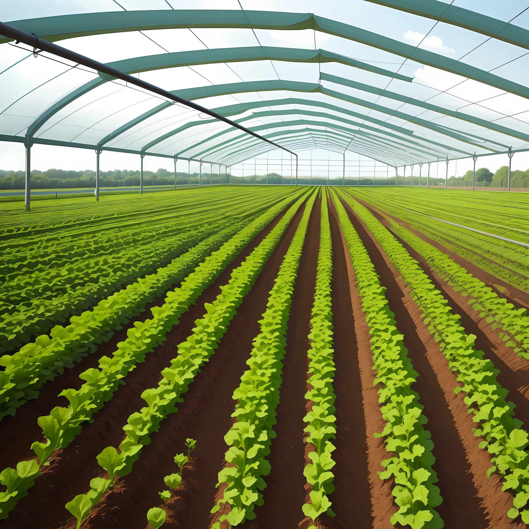 Harvesting in the organic vegetable beds, with several workers in the production beds of lettuce, tomatoes and other vegetables, holding high quality photo products