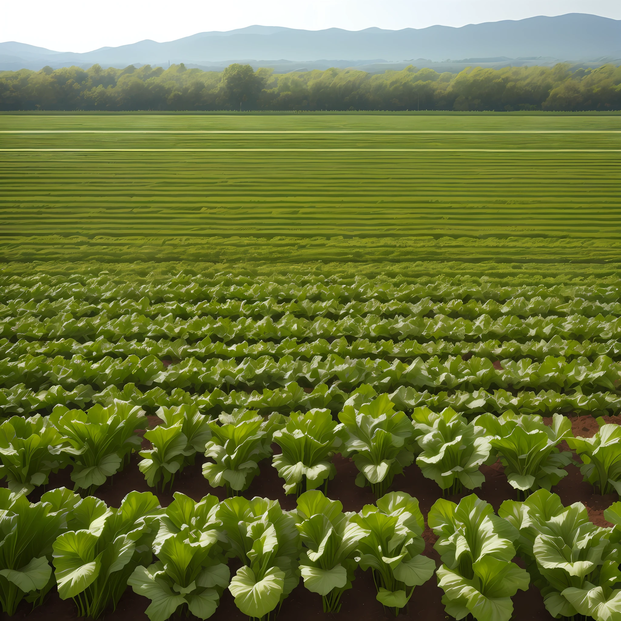 Harvesting in the organic vegetable beds, with several workers in the production beds of lettuce, tomatoes and other vegetables, holding high quality photo products