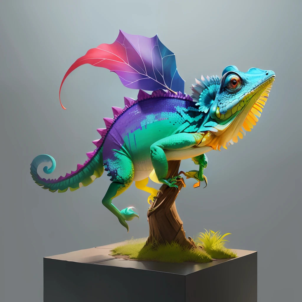chameleon on a stick, color changing, game art