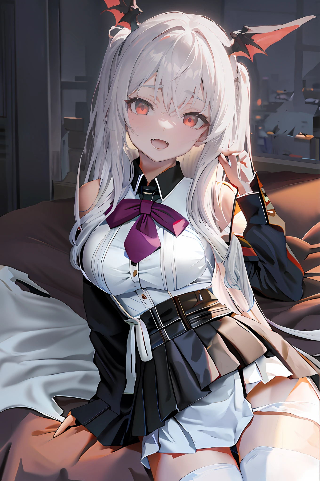 lewd, white-haired girl, white swimsuit, schoolboy swimsuit, beautiful girl and white silk,