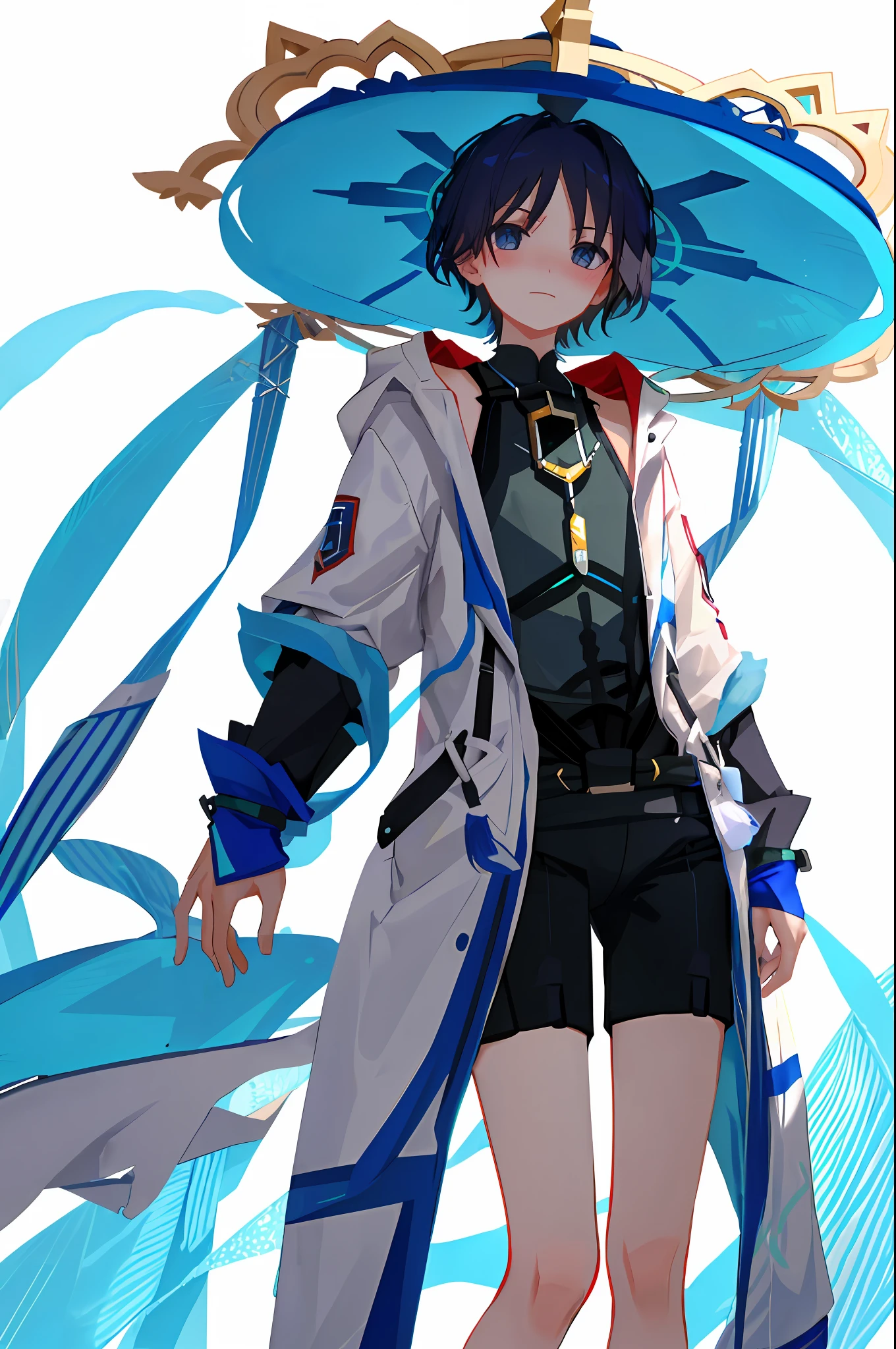 Wanderer, 1male, solo, short_hair, blush, simple_background, shy, nervous, awkward, flustured