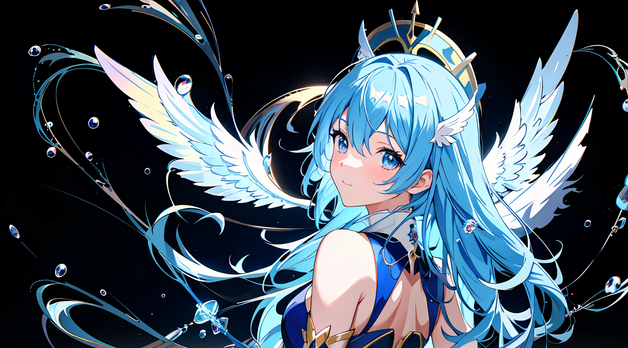 anime girl with blue hair and wings in a blue dress, anime art wallpaper 8 k, anime goddess, wallpaper anime blue water, anime wallpaper 4k, anime style 4 k, anime wallpaper 4 k, best anime 4k konachan wallpaper, anime art wallpaper 4 k, anime art wallpaper 4k, 4k anime wallpaper, ultra hd anime wallpaper, nightcore
