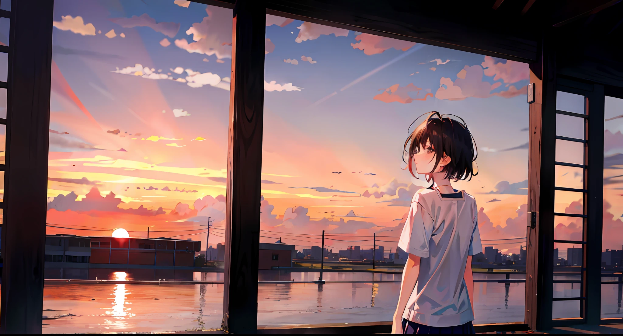 Masterpiece, asakura_tooru, sunset, short hair