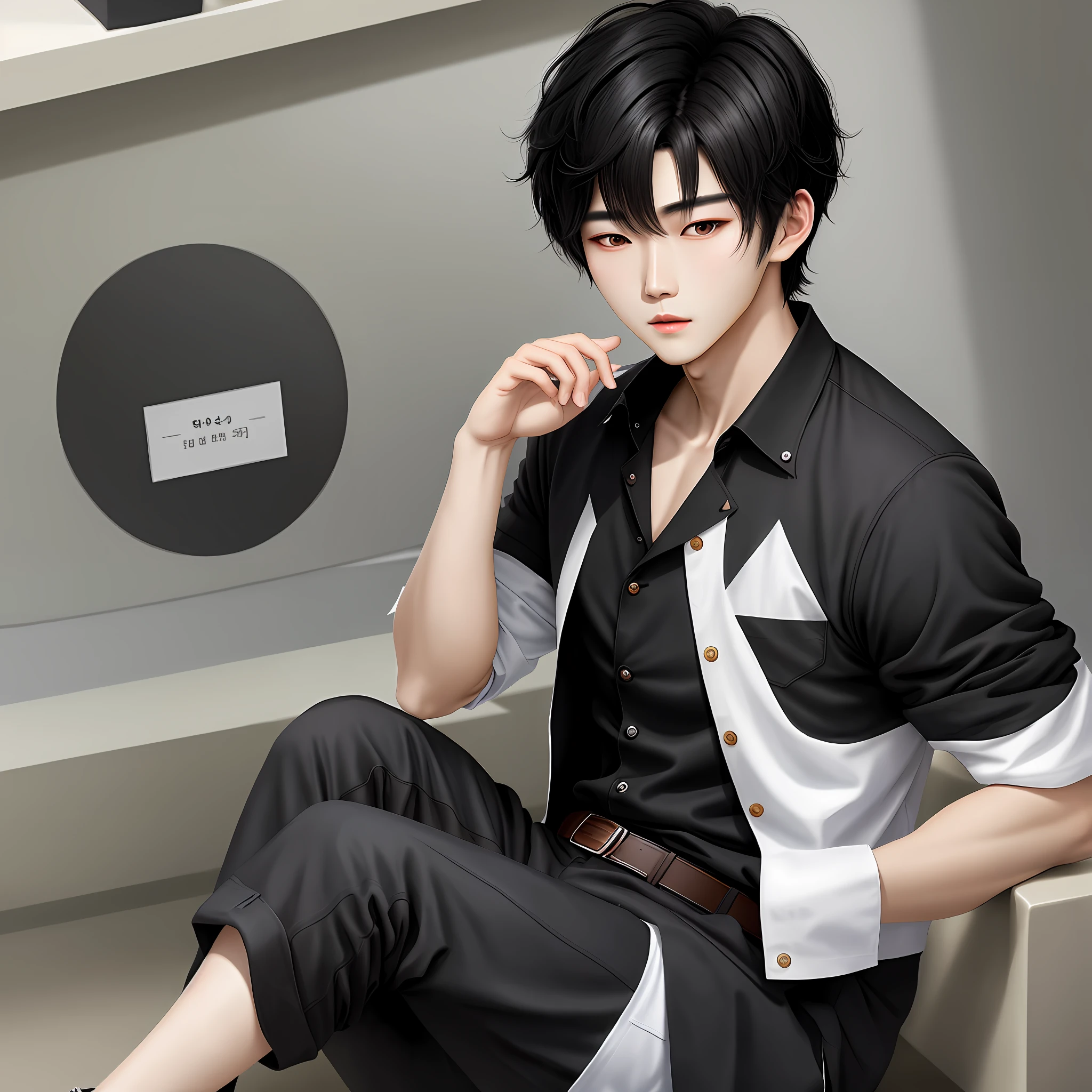 Korean-style beautiful boy with black hair
