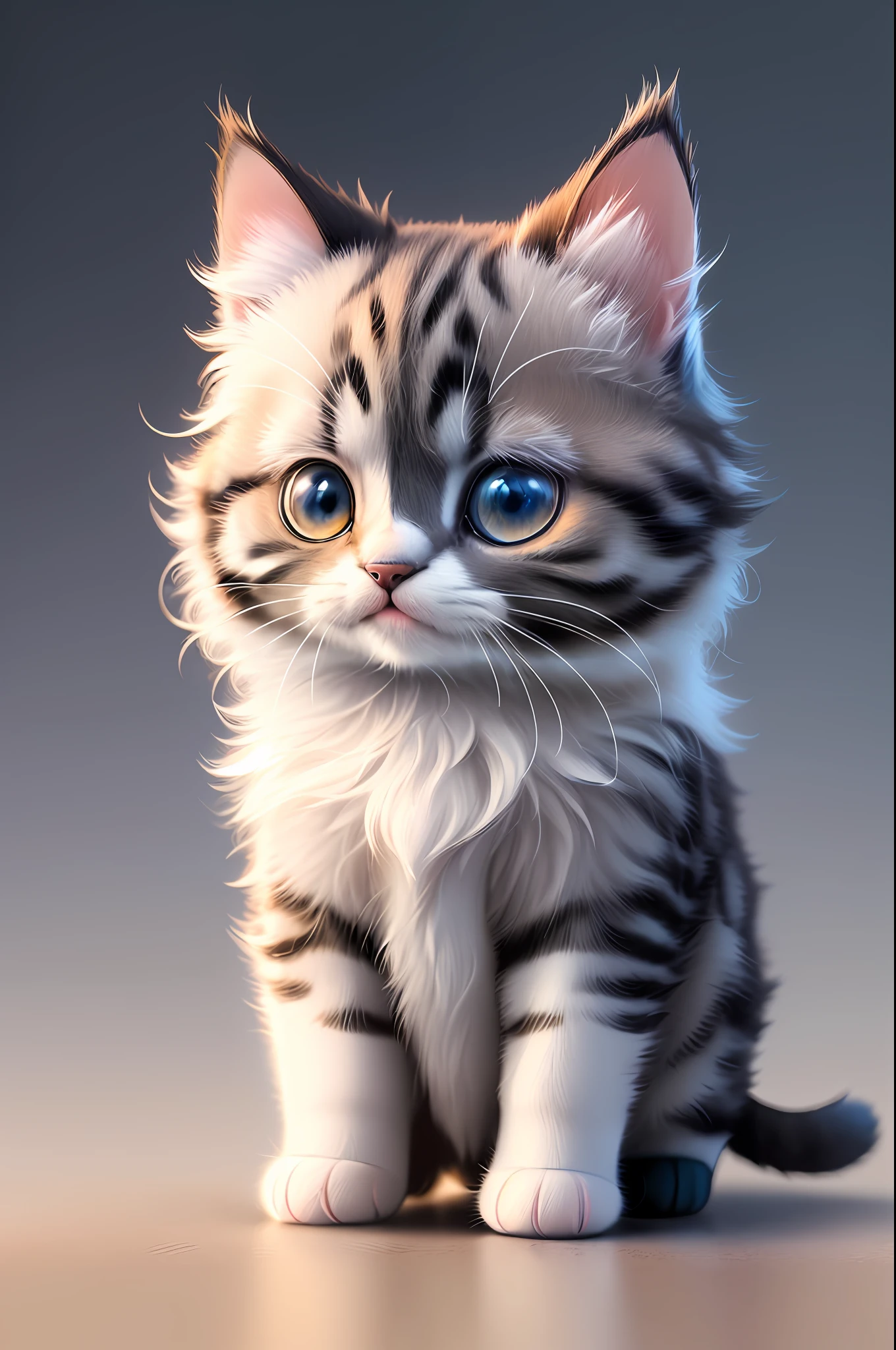 ((cute tiny hyperrealistic cat)), ((chibi)), (navy blue wool), adorable and fluffy, cartoon, cinematic lighting effect, charming, 3D vector art, cute and quirky, fantasy art, bokeh, digital painting, soft lighting, isometric style, 4K resolution, photorealistic rendering, highly detailed clean, photorealistic (((masterpiece))), professional photography, simple space backdrop, flat white background, isometric