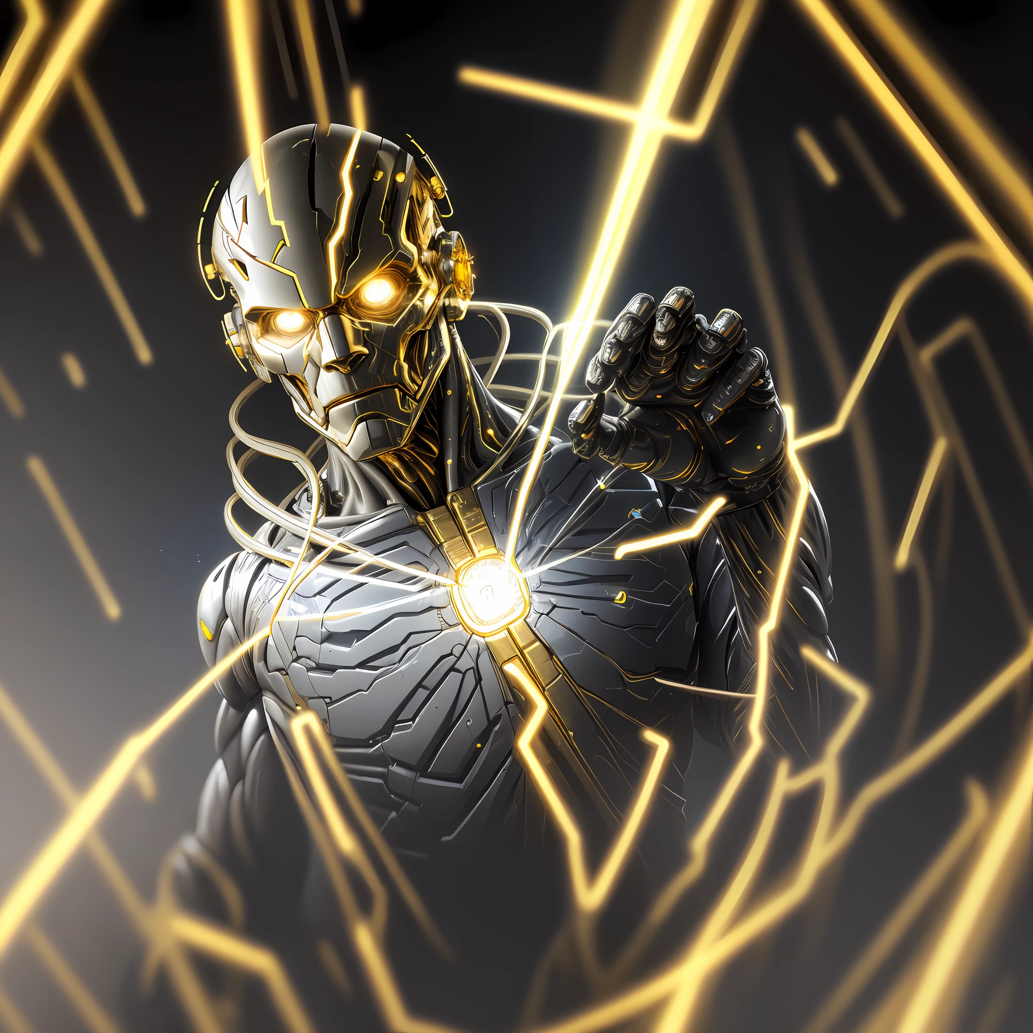 Man, Gold Flows Oil From Wires Cyborg Man | With Visible Detailed Brain | muscle wires | Biopunk | Cybernetic | Cyberpunk | white marble bust | Canon M50 | 100 mm | Sharp Focus | Smooth | Hyperrealism | Very detailed | Complex Details | carved by Michelangelo