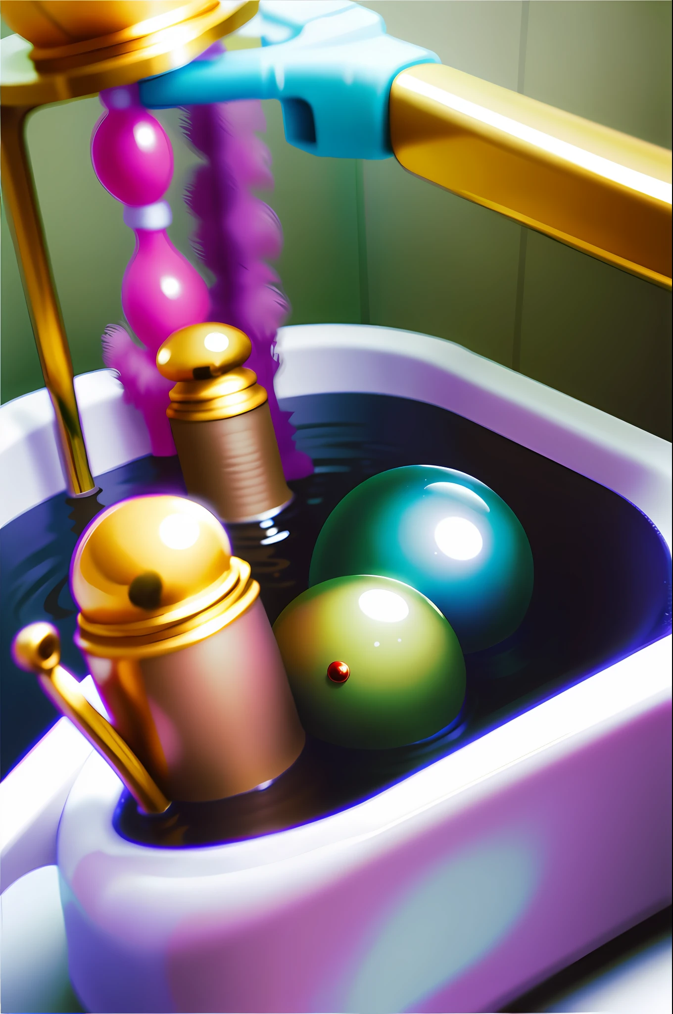 bathtub, soap bubbles, (masterpiece:1.2) (photorealistic:1.2) (bokeh) (best quality) (detailed skin:1.1) (8k) (HDR) (f/2 200mm) (canon d5) (sharp focus:1.3)