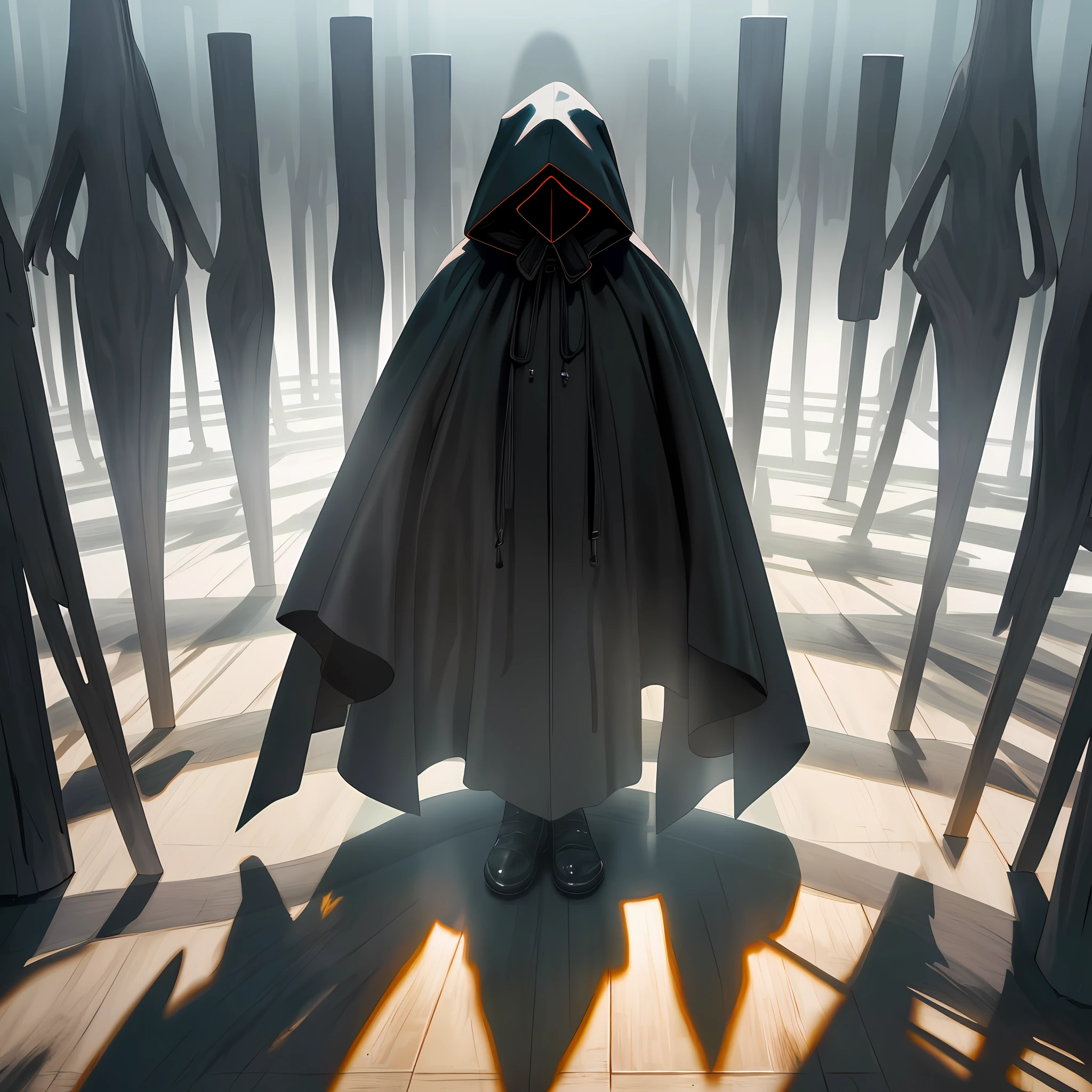 Ominous scene of multiple ((faceless)) hooded figures surrounded by a thick fog and glowing glyphs ,(extremely detailed CG), ((Realistic Shadows:1.2)), ((Realistic Lighting:1.1)), ((Highest quality)), 8k, ultra-detailed, ((perfect shadows)), best illumination, best shading, ((masterpiece)), (best quality:1.0), (ultra highres:1.0), intricate detail, (depth of field), subject in focus