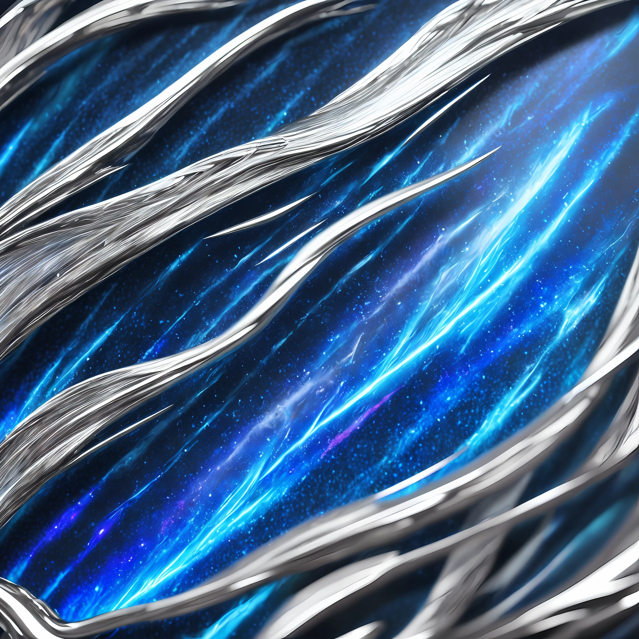 8k uhd, (hyper realistic), (photo realistic), (masterpiece), (best quality), Blue Phoenix made from silver with obsidian background facing the viewer