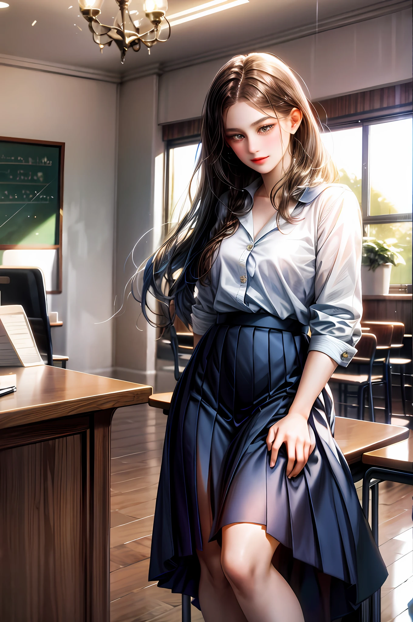 Romance students, two girls students in school uniform, lesbian couple, tall and thin, beautiful, alumnaxalumna, classmates