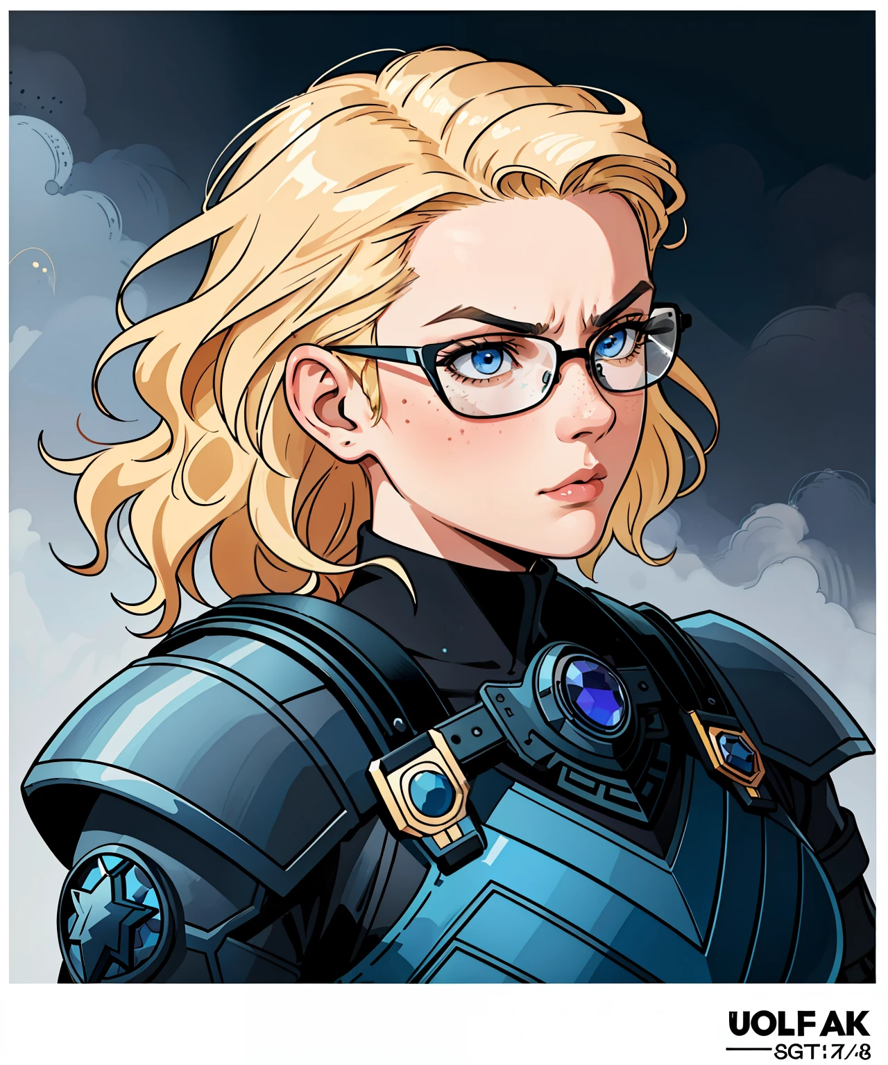(inked original-art:1.2),(lineart:1.31),portrait muscular female, blue eyes, thin lips, freckled complexion, (depth) wavy hair, wolfcut hairstyle, rounded glasses, wearing black SWAT gear, dramatic,poster-art,(hyperdefined),(side profile), scowling expression, resting bitch face, (thin-lines), blond hair color, fantasy aesthetic,complex-lighting,(fine-details:1.3),RAW-format,(limited-palette),clean,intricate