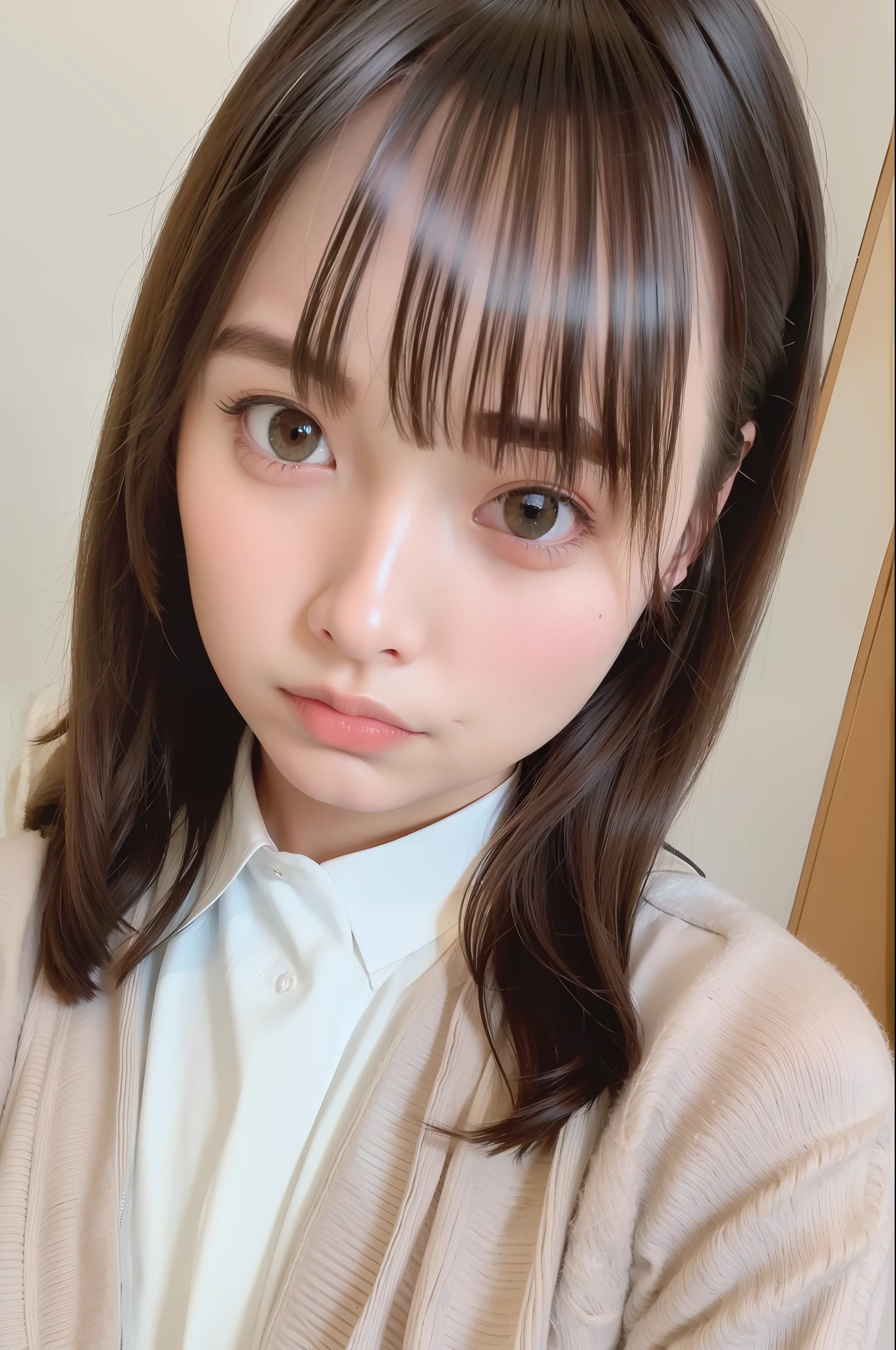 Top Quality, Ultra High Resolution, (Photorealistic: 1.4), Oversized Jacket, White Shirt, Facing Camera, Close-Up