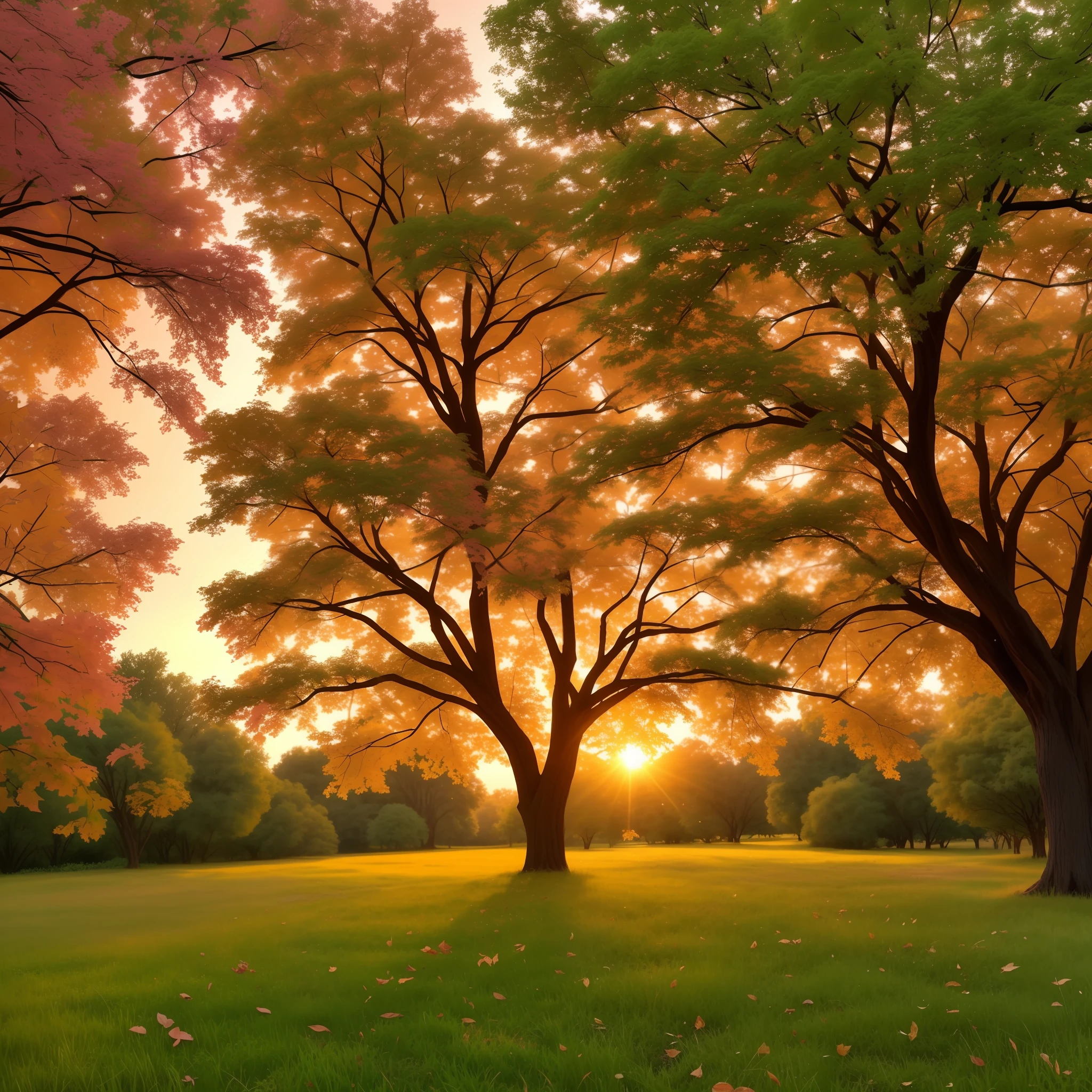 Tree Evening: Imagine a peaceful evening in a tranquil park or forest with a beautiful tree at its heart. The sky above is painted with soft pastel hues of pink and orange, and the air is cool and comforting. Write about your experience of being in this scene and include sensory details such as the rustling of the leaves, the feel of the grass beneath your feet, and the scent of nature all around.
Additionally, imagine this scene as an 8K wallpaper, where every detail is magnified and enhanced. How would this enhance your experience? Write about how the added detail and clarity of the image affects your emotions