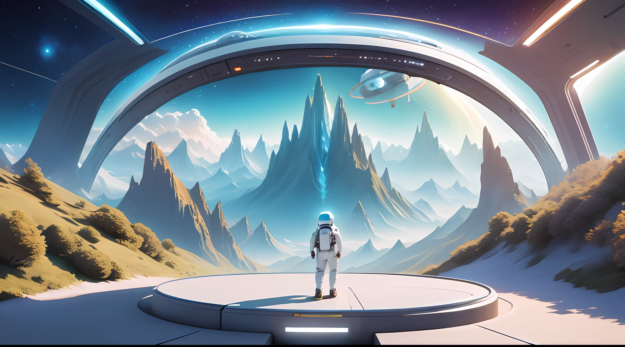 Futuristic background, imaginary, space, nature adventure