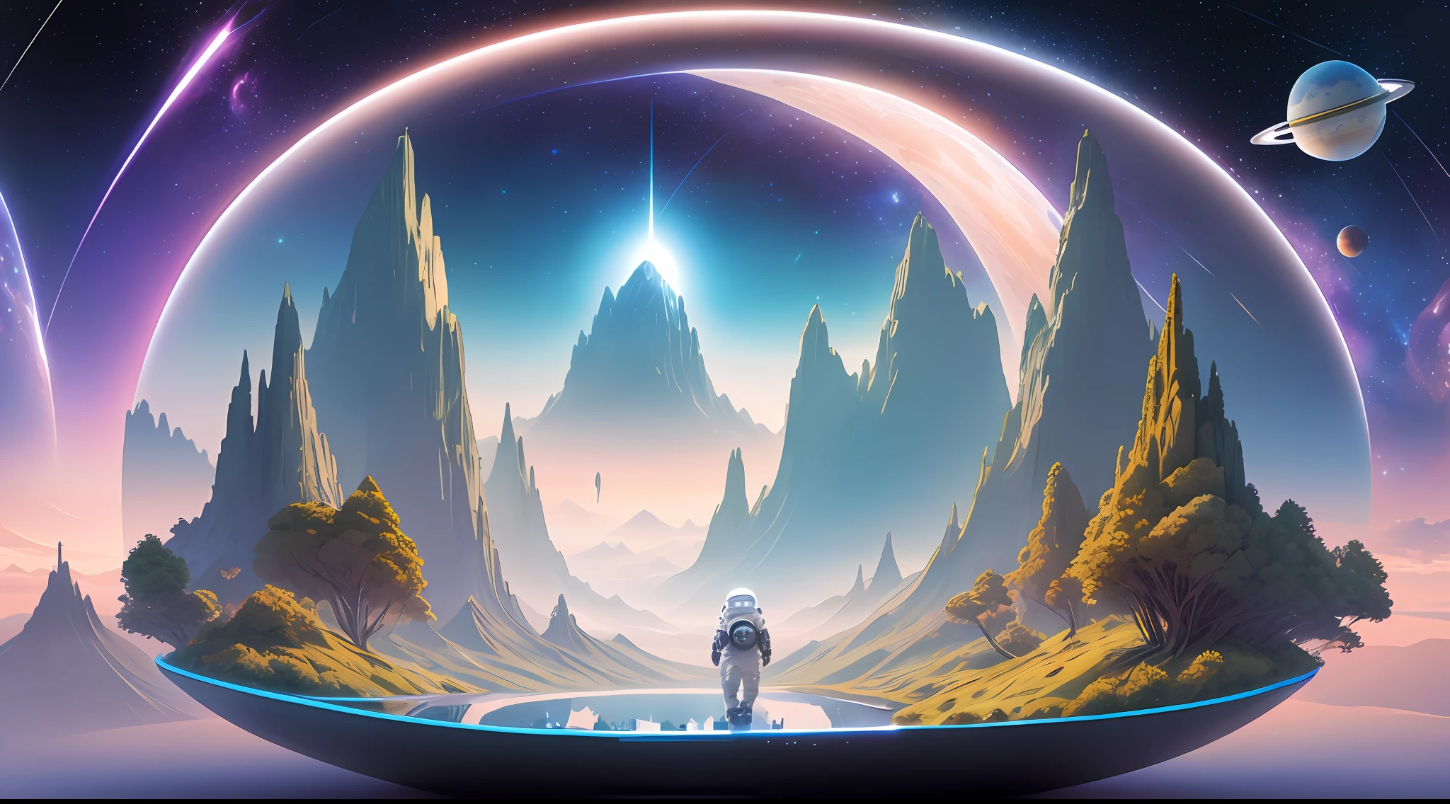Futuristic background, imaginary, space, nature adventure planets