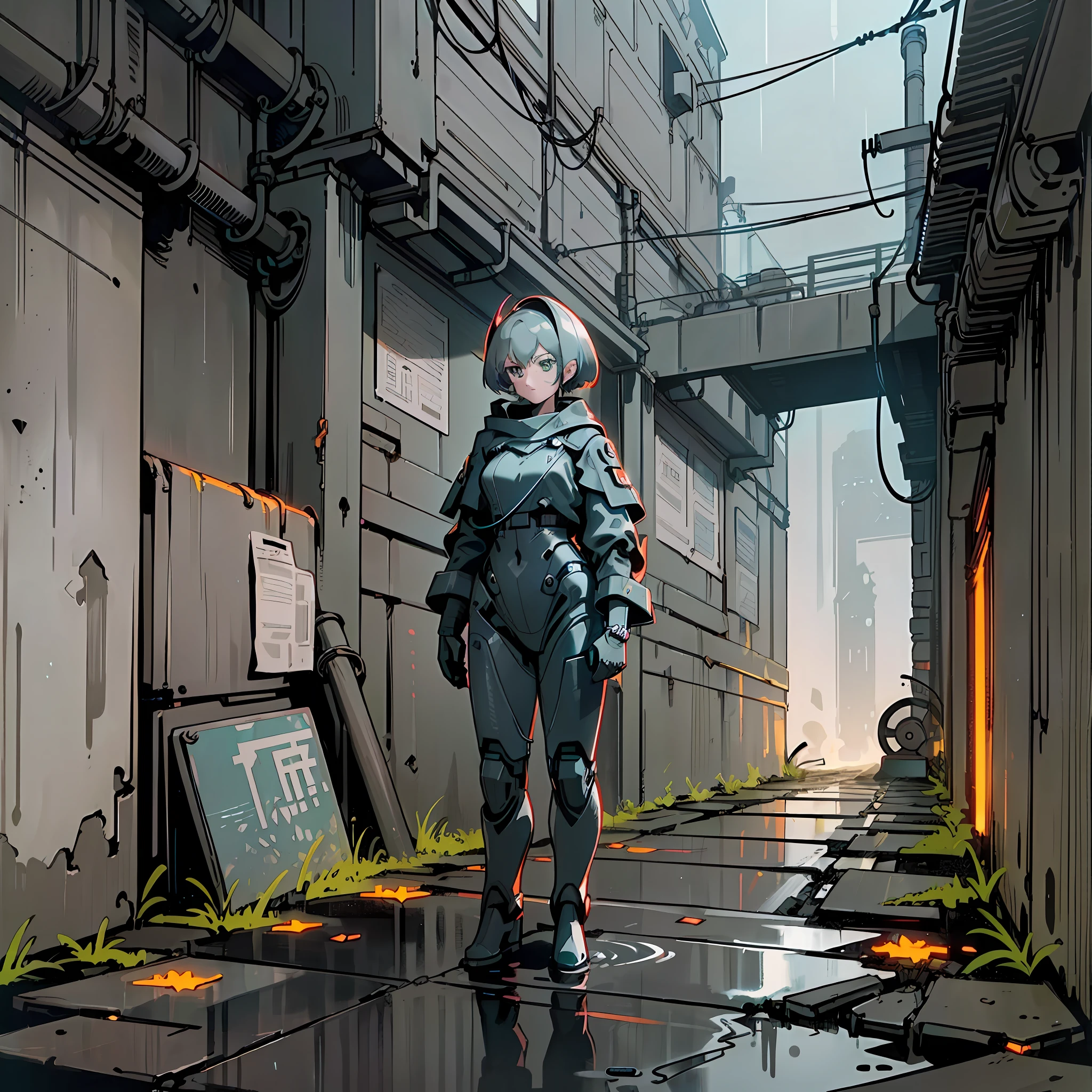 anime scene of a woman in a futuristic suit standing in a city, digital cyberpunk anime art, advanced digital cyberpunk art, cyberpunk anime art, cyberpunk themed art, sci-fi illustrations, cyberpunk art style, sci - fi illustrations, high quality digital concept art, sci-fi digital art illustration, digital cyberpunk - anime art, cyberpunk anime girl mech, detailed cyberpunk illustration