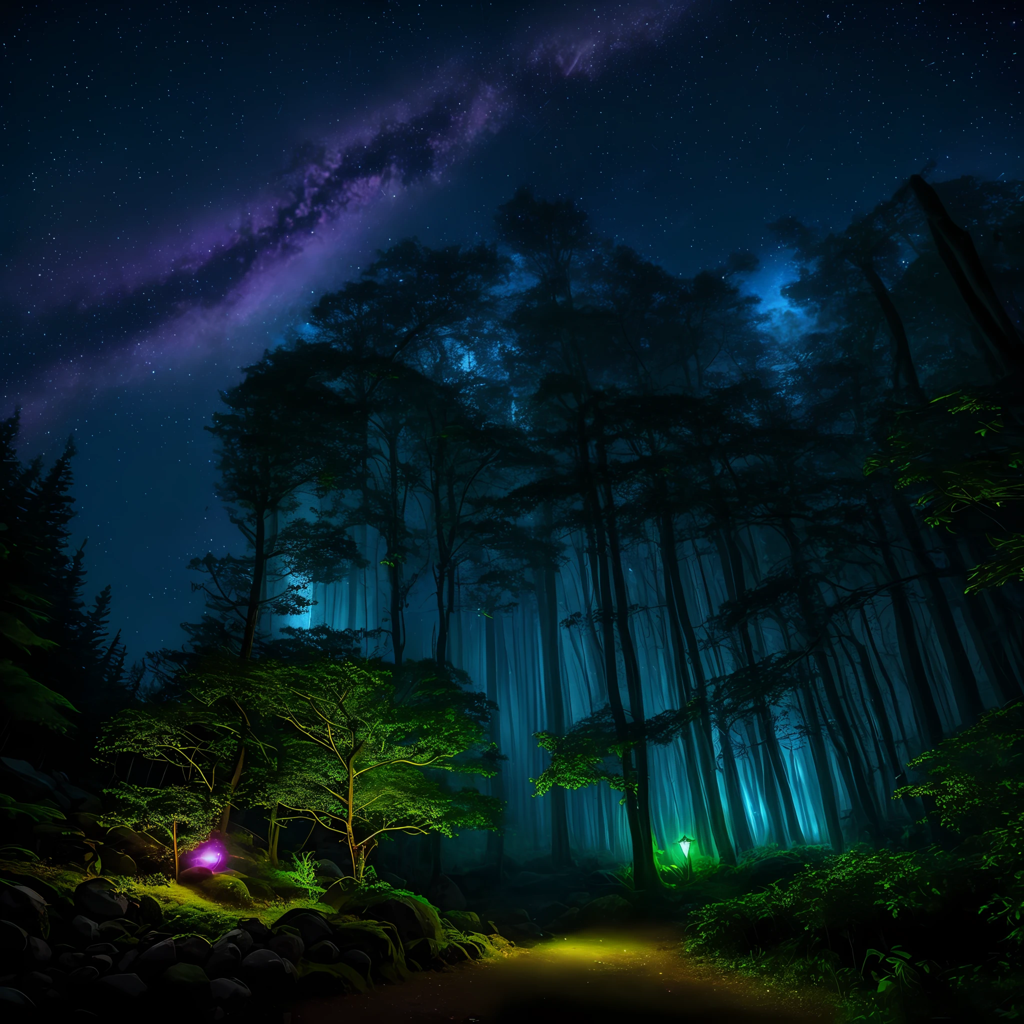 Purple lights on the fairy florest