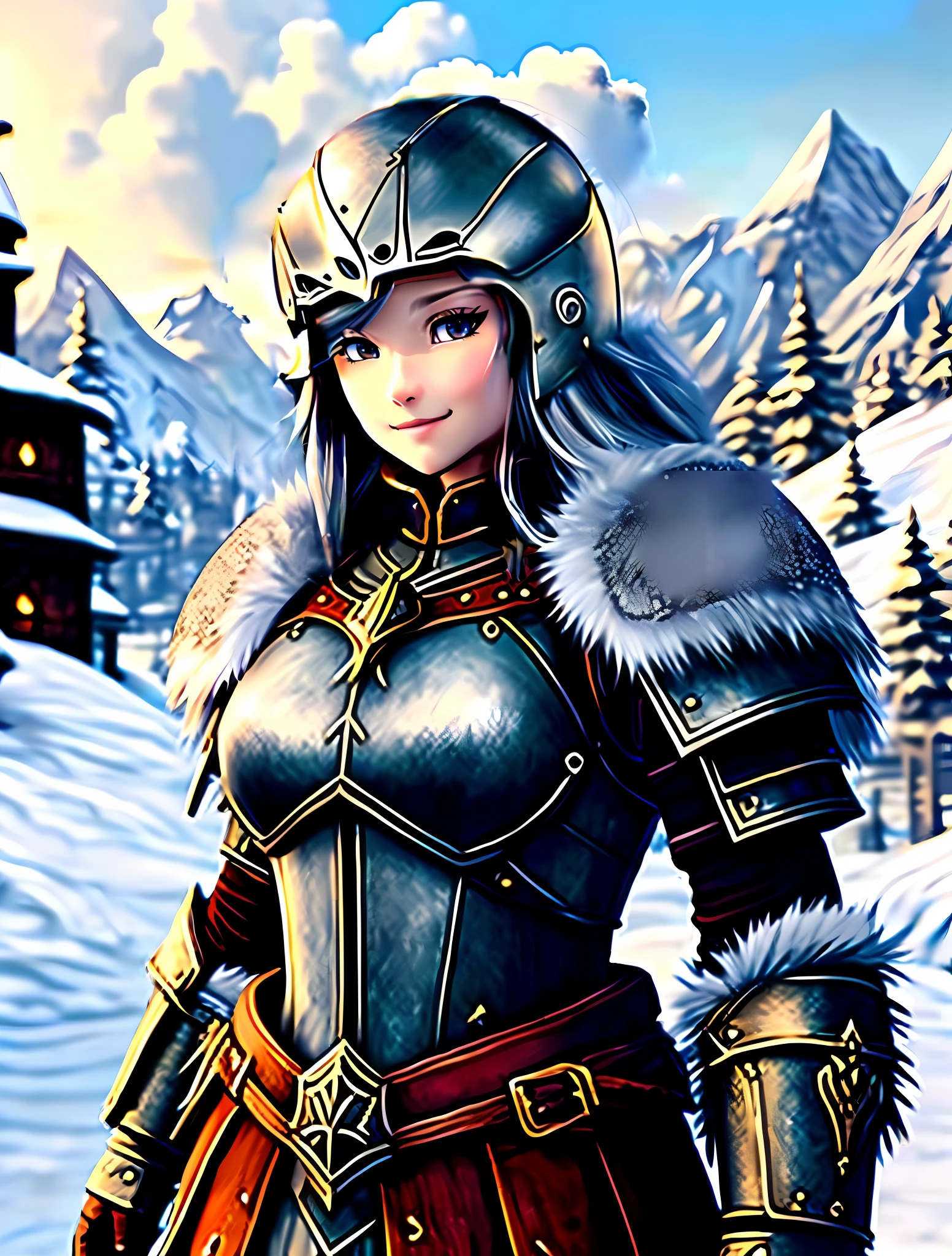 Helmet made of steel with fur