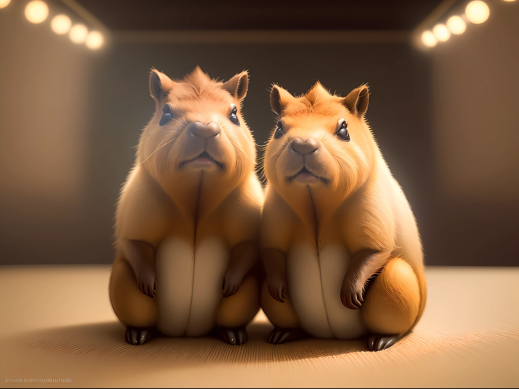 ((cute hyperrealistic capybara)), (adorable), playful, cinematic lighting effect, charming, cute and quirky, bokeh, digital painting, soft lighting, 4K resolution, photorealistic rendering, highly detailed clean, photorealistic (((masterpiece))), professional photography, simple space backdrop, flat white background, intricate details, dynamic lighting, lut, post-processing