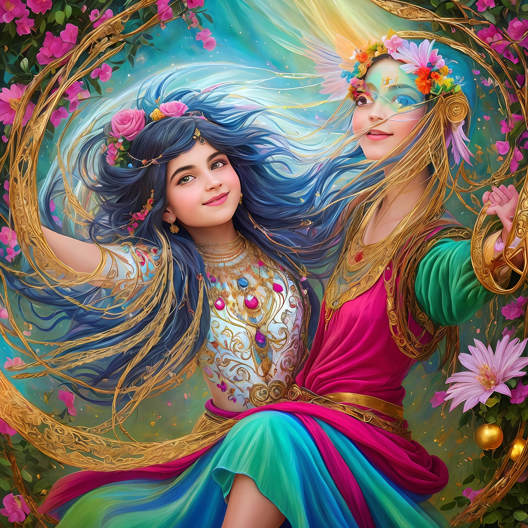 Imagine a painting that captures the charming, joyful and mysterious essence of the Dove Gypsy Gypsy Girl of Souls. The scene depicts a young gypsy, full of life and energy, surrounded by elements that evoke her connection to the spiritual world.
At the center of the composition is the figure of the Dove Gypsy Gypsy Girl of Souls. She is portrayed with a curious look and a gentle smile, representing her playful and welcoming nature. Their gypsy costumes can be colorful and ornate, highlighting their culture and identity.
Around the figure of the Dove Gypsy Gypsy Girl of Souls, there may be symbolic elements that represent her connection with souls and the spiritual world. This may include candles, tarot cards, crystals, or flowers, representing your intuitive wisdom and divinatory abilities. Elements such as colorful veils, ribbons or a gypsy tent can be incorporated to add a touch of authenticity and mysticism.
The color palette used in the painting can be vibrant and full of life, with a combination of warm tones such as orange, red, pink and gold. These colors convey joy, passion and the gypsy spirit. Subtle details of light and shadow can be added to enhance the luminous presence of the central figure.
The composition of the painting can be light and fluid, with smooth lines and graceful gestures. This represents freedom, artistic expression, and connection to the divine. The use of patterns and decorative elements, such as arabesques or flowers, can add a touch of delicacy and visual richness.
This painting evokes the idea of magic, intuition, and celebration of life. It invites the viewer to immerse themselves in the enchanting world of the Dove Gypsy Gypsy Girl of Souls and to connect with her joyful and spiritual energy.