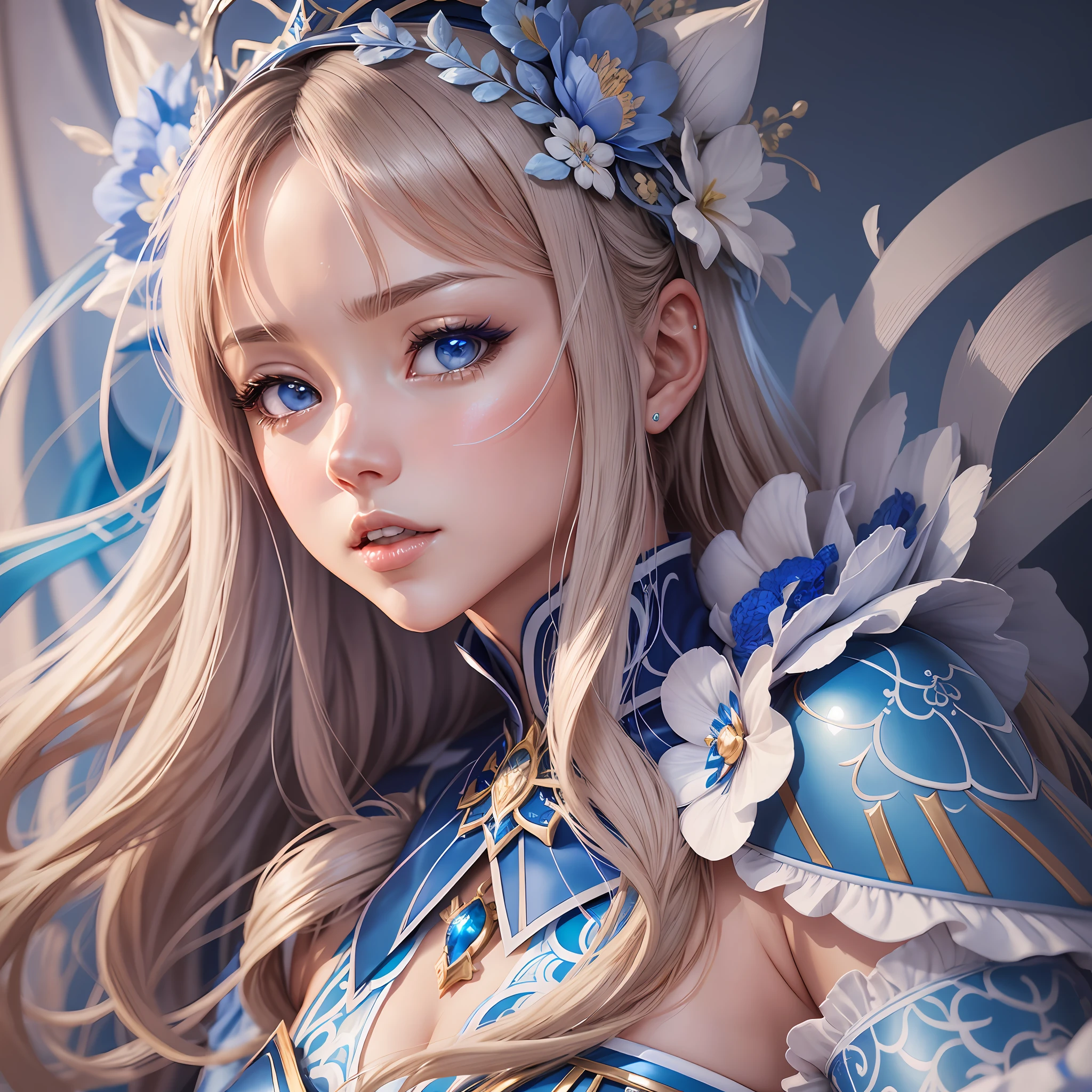 a close up of a woman in a blue and white outfit, extremely detailed artgerm, portrait knights of zodiac girl, artgerm on artstation pixiv, 2. 5 d cgi anime fantasy artwork, artgerm. anime illustration, beautiful alluring anime woman, anime goddess, artgerm 4 k, detailed digital anime art, fanart best artstation