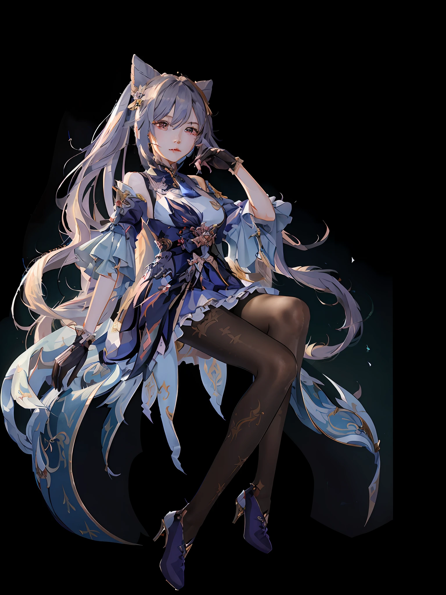 China Pretty Woman, (Very Detailed CG Unity 8k Wallpaper, Masterpiece, Best Quality, Very Detailed and Intricate Details), (Very Delicate and Beautiful), 1girl, Keqing, keqing_base_uniform