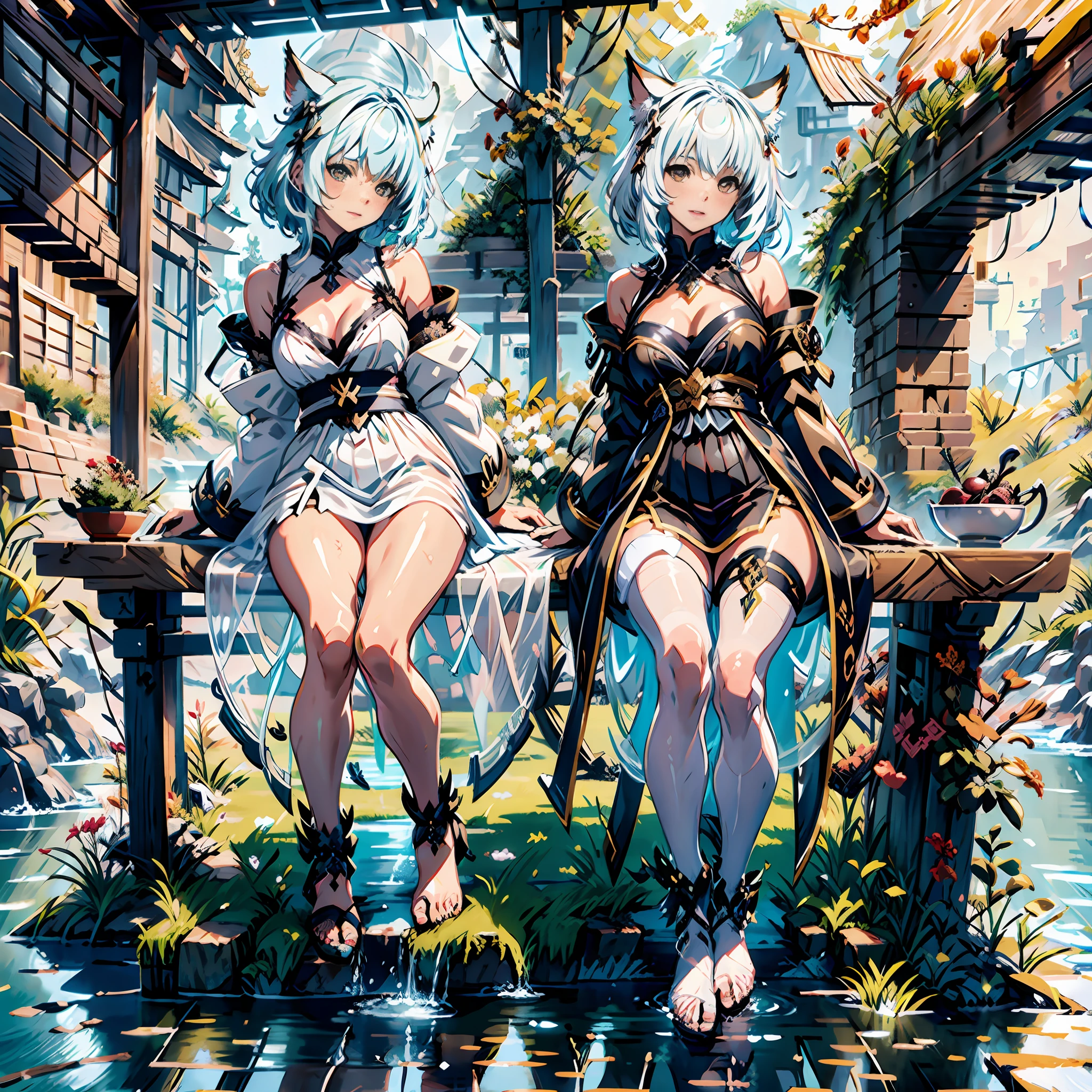 Y'shtola, 1girl, absurdres, Yshtola_\(Final Fantasy XIV\), (zentangle, mandala, tangle, entangle:0.6),animal_ear_fluff, animal_ears, bangs, bare_shoulders, ((final fantasy)), breasts, cleavage, facial_mark, cat ears, cat_girl, tiddy sprinkles, TITTIES, naked cause nuri likes them wet, WHETTIE SPRINKLES, she likes them wet, white hair, hair_ornament, highres, large_breasts, ffxiv, bangs, looking_at_viewer, petals,smile, solo, miqote, lesbian succubus by charlie bowater and titian,portrait painting of an asura from konosuba with a very beautiful face wearing intricate standing in water in cave surrounded by tentacles and slime. symmetry fantasy style art!! high detail hd 8k resolution trending pinterest dramatic light painted dark gloomy background contrast pastel colors no cropok night sky concept sketch 3-point lighting, ((shiny skin, voluptuous, sexy, skindentation, ultra detailed, ultra sharp, extreme light and shadow, masterpiece)),