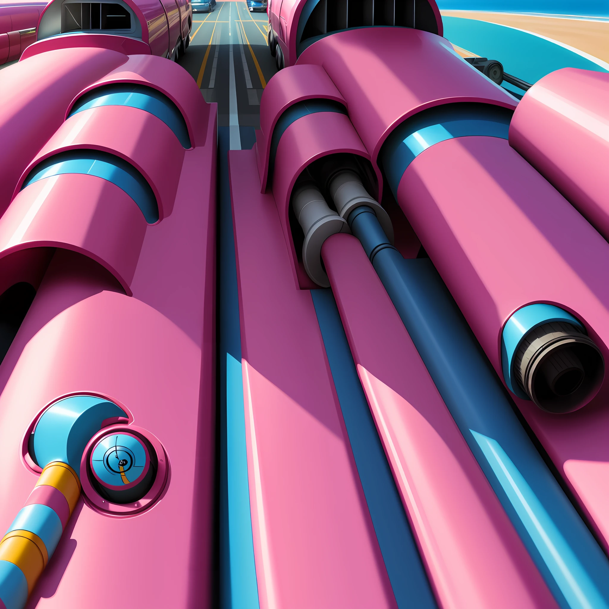 Logo written Turbo Mode, with image of a pink and navy blue rocket