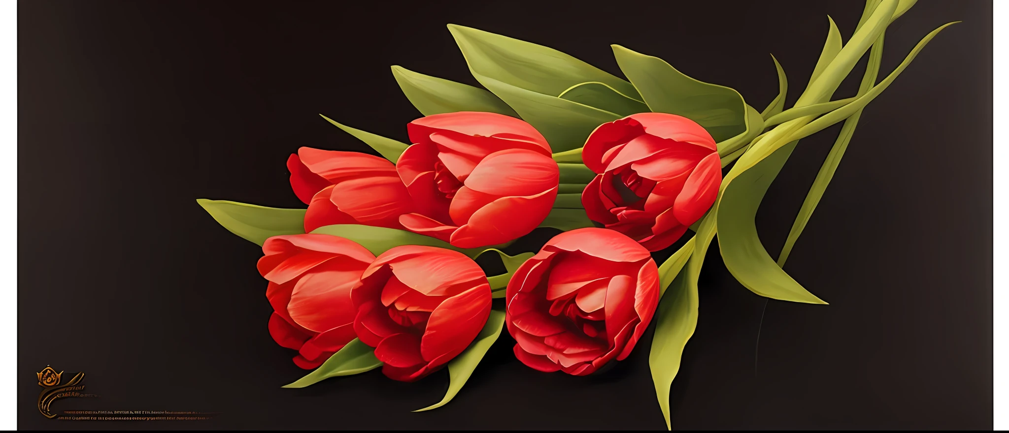 King's tulips and roses detailed against a black backdrop by Martin Johnson Heade, ArtStation,light background