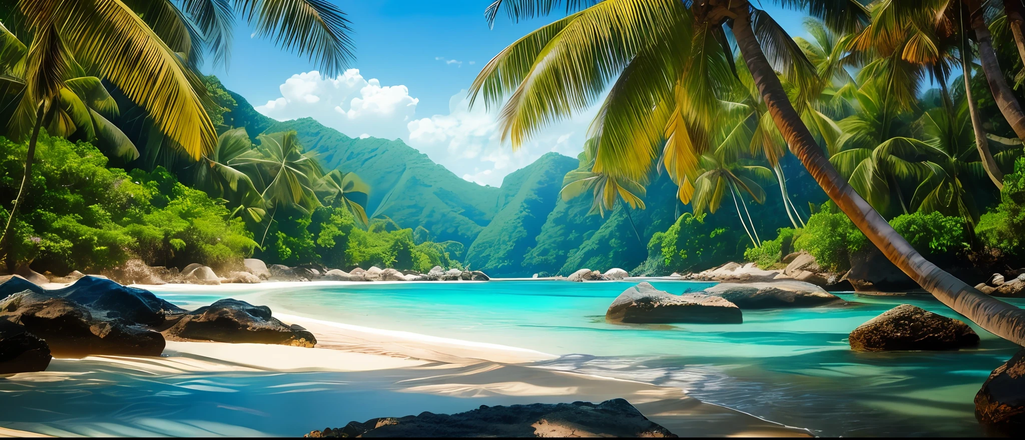(photorealistic 8k RAW photo), of an amazing breath taking tropical landscape, (no human), HDR, realism, (masterpiece), (best quality), highly detailed skin, insanely detailed, absurdres, HDR,  sharp,  perfect focus, bokeh,