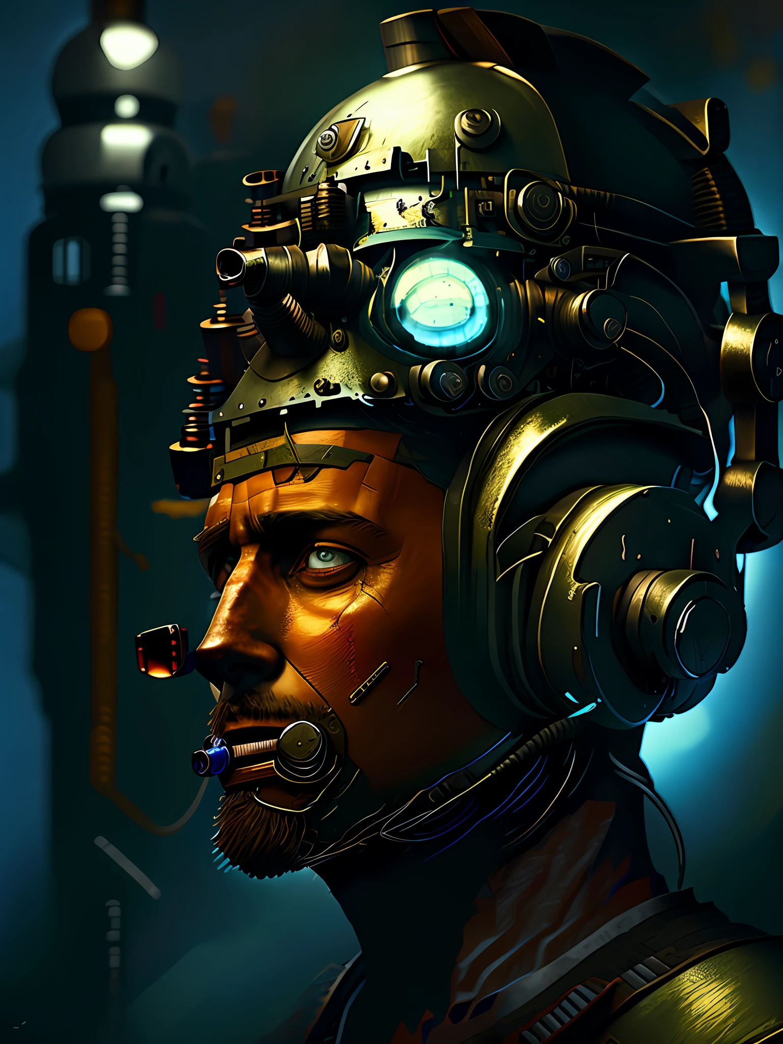 There's a man wearing headphones and a blue shirt, headphones on his head, future man encoder looking, wearing a headset for games, headphones on his head, wearing headphones for gaming, fantastic universe, sci fi movie,
