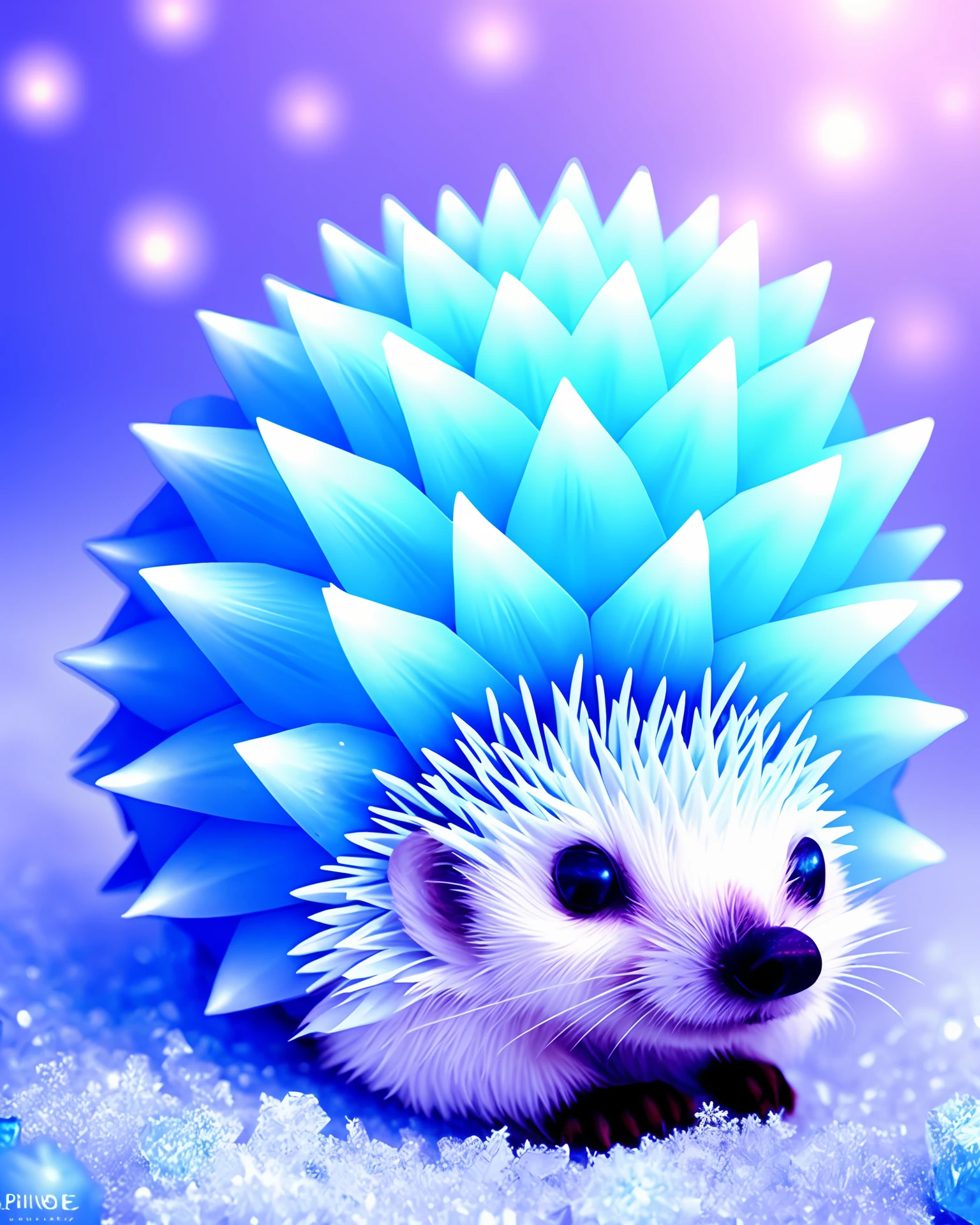 ice hedgehog, spikes, snowflakes, flower, 3D, game design