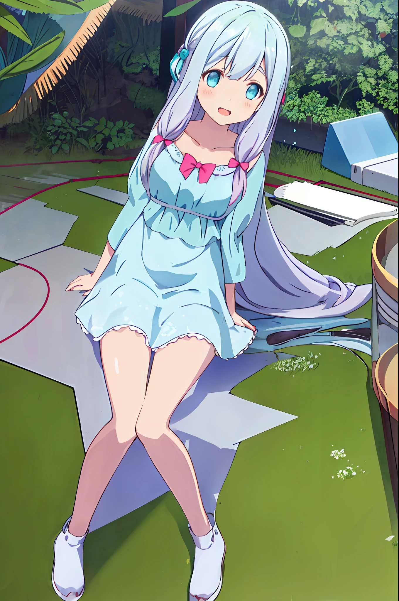 sagiri_izummi,1girl,light blue dress,