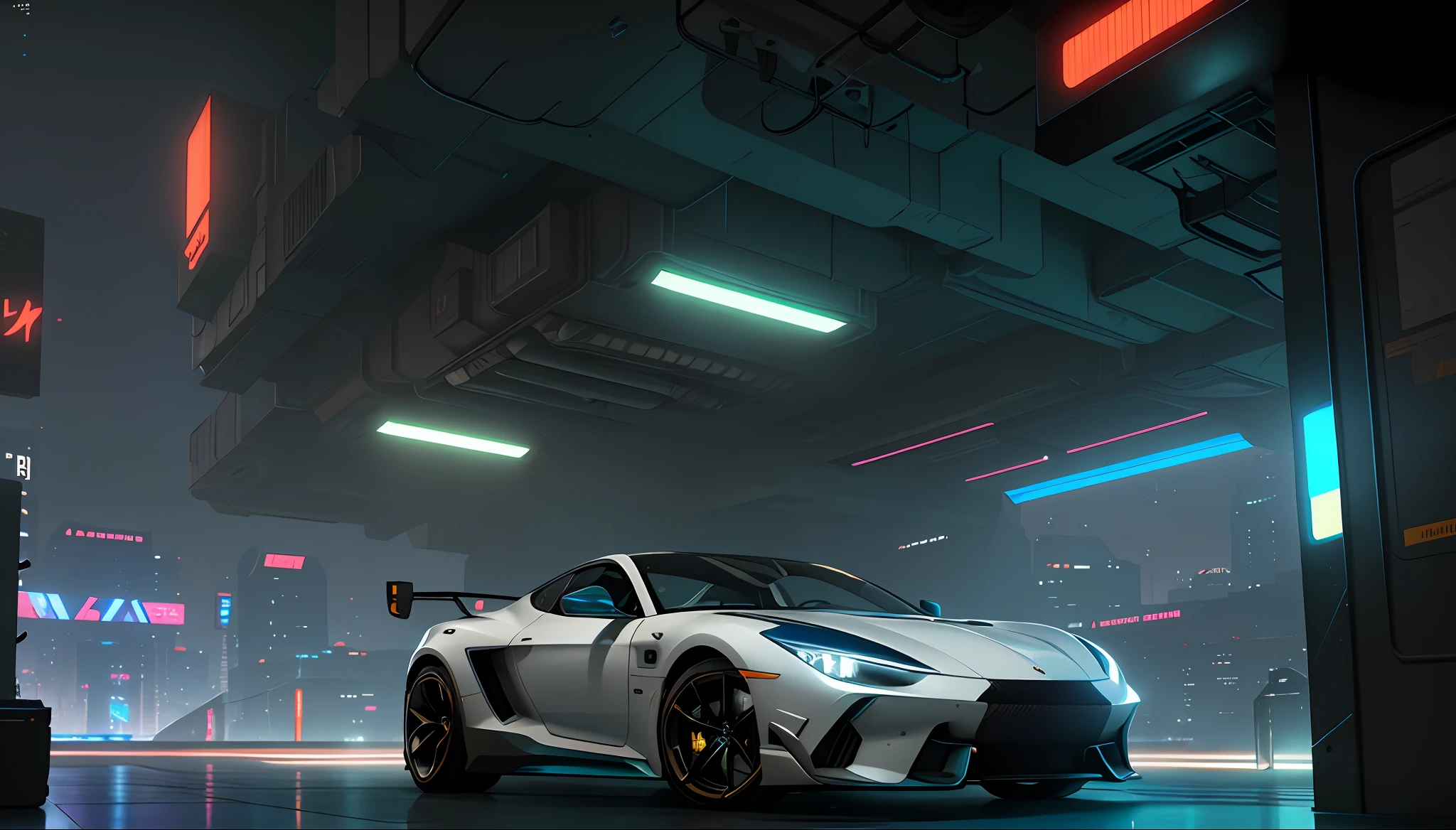 photorealistic, ,best quality,masterpiece,highly detailed,ultra-detailed,a futuristic sports car in a cyberpunk city. 4k 3d render unreal engine 5 rendered with blender and octane global illumination from photorealistic hyper realism concept art by greg rutkowski loish rhads ferdinand knab makoto shinkai tian zi trending on cgsociety