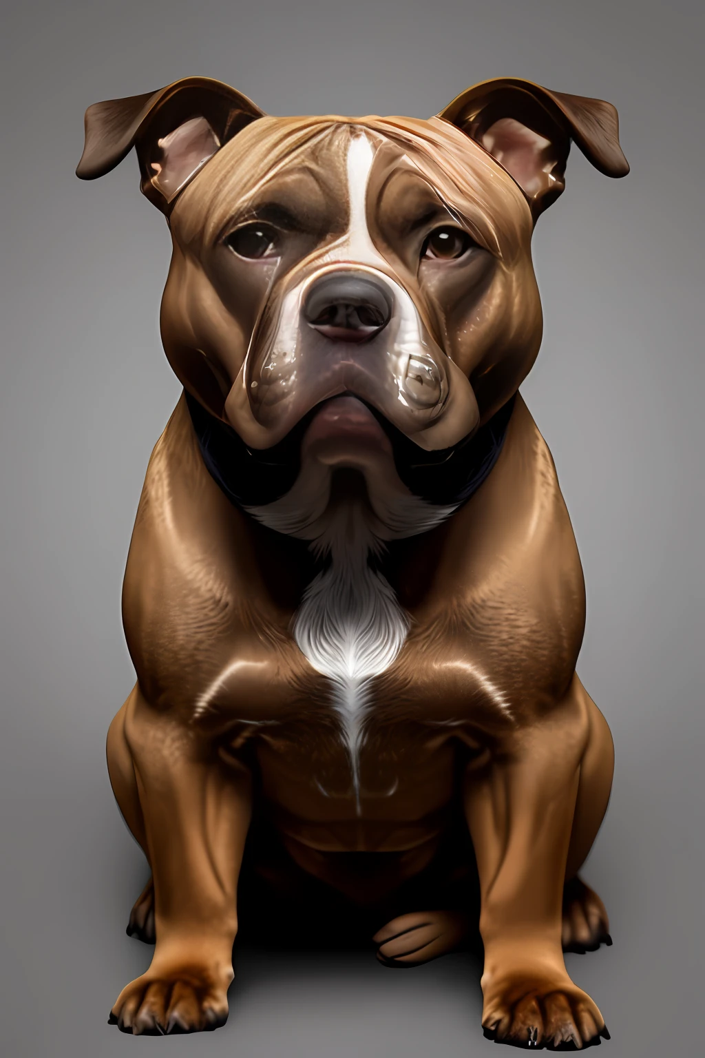 "best quality, ultra-detailed, extremely realistic cachorro pitbull, vivid fur, wet nose and eyes, dynamic pose, brown and black fur, intense gaze, superior lighting and shadow"