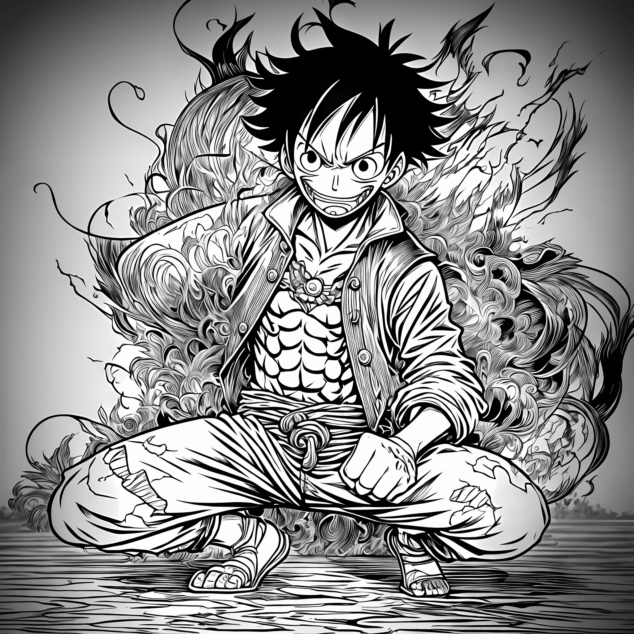 luffy , line art for coloring, drawing for children, children, cool coloring pages, coloring book Art coloring book page style vactor lines,