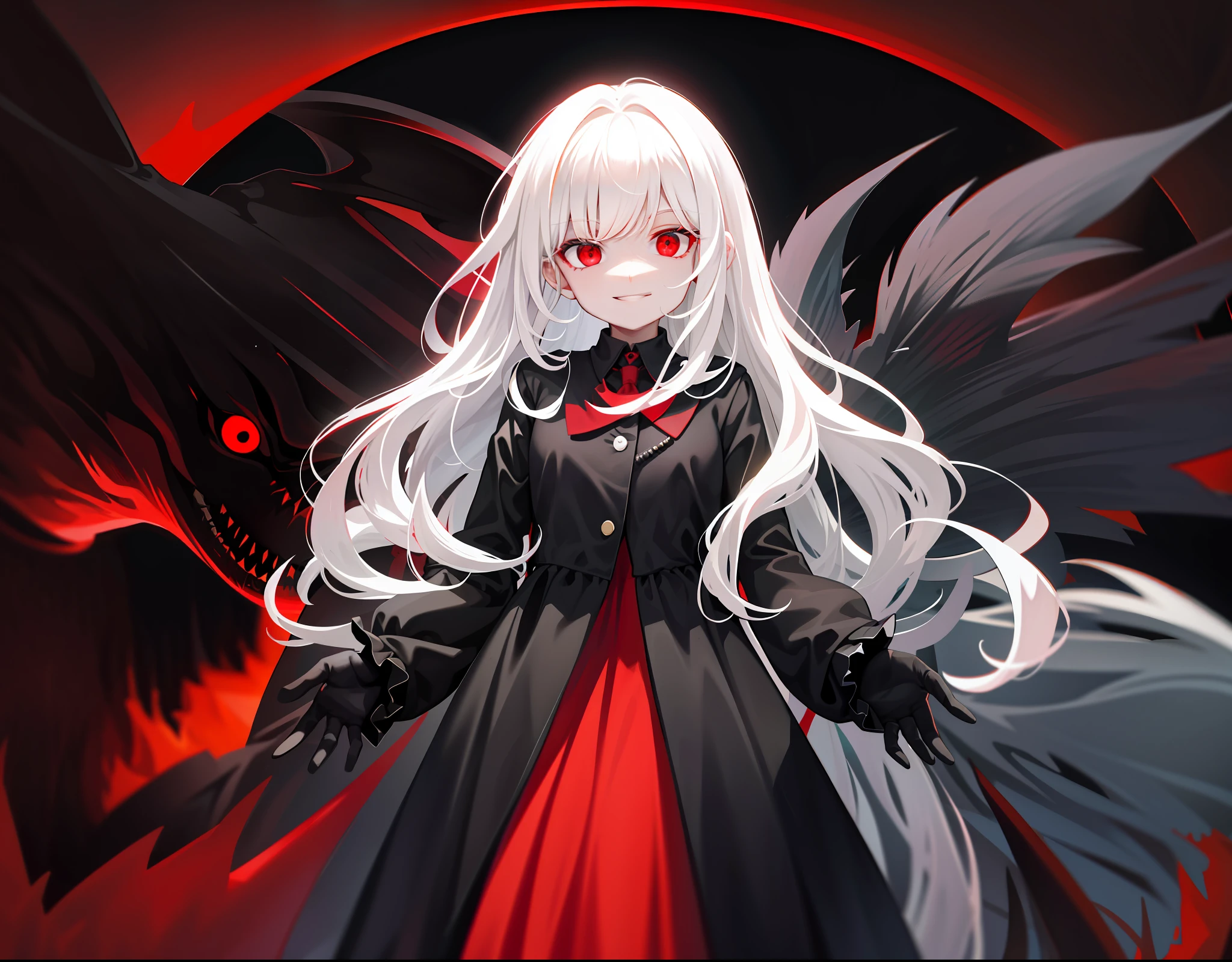 Brainwashing, red eyes, black clothes, humans and demons have been reborn by indoctrinating humans with evil, evil smiles, dark powers,