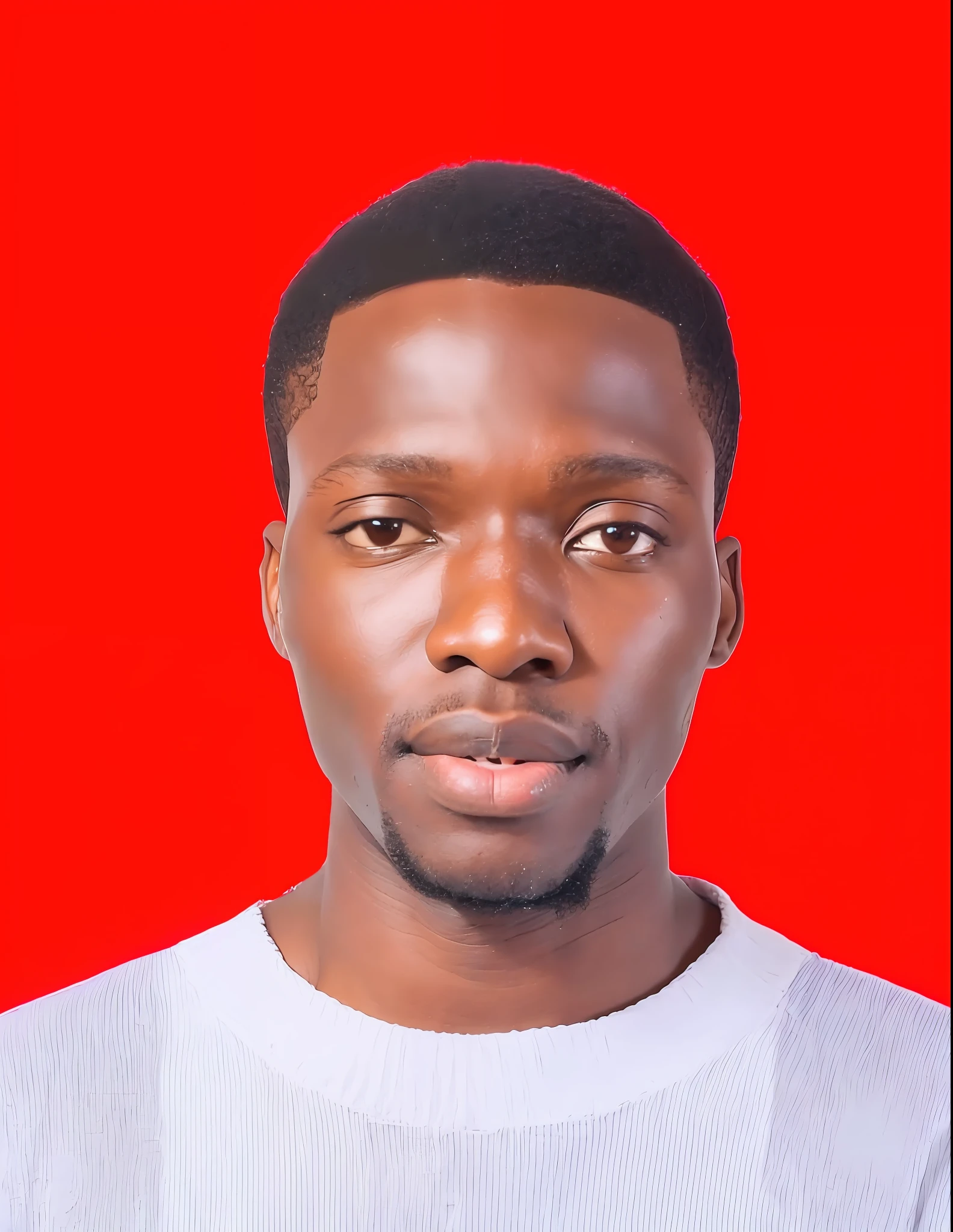 arafed man with a white sweater and a red background, emmanuel shiru, david uzochukwu, headshot photo, george pemba, discovered photo, godwin akpan, headshot profile picture, edward buba, adebanji alade, album photo, taken in the early 2020s, riyahd cassiem, frontal picture